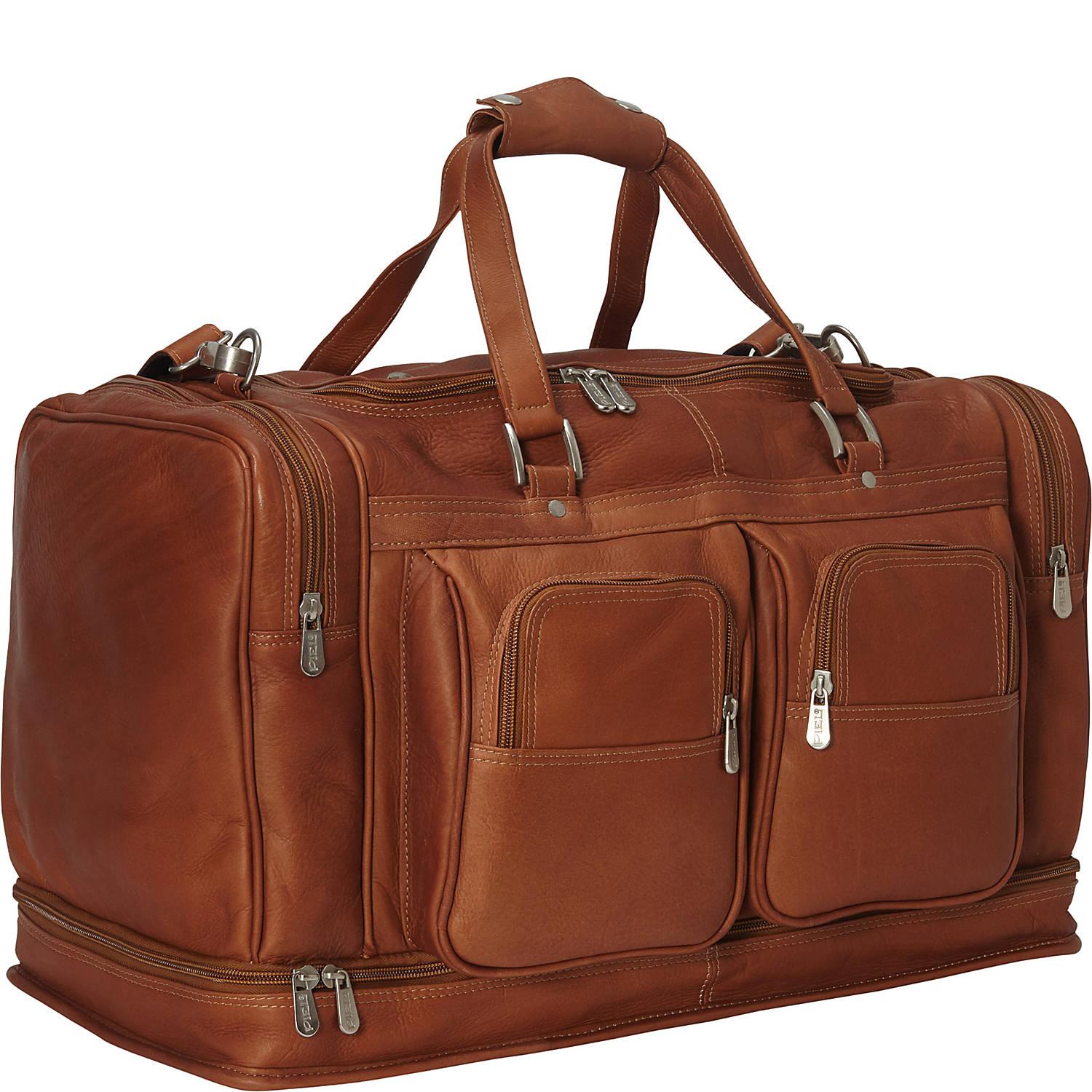 Premium Piel Leather False Bottom Duffel Bag - Stylish Travel & Gym Bag for Men & Women | Water-Resistant Carry-On Luggage for Business Trips & Weekend Getaways
