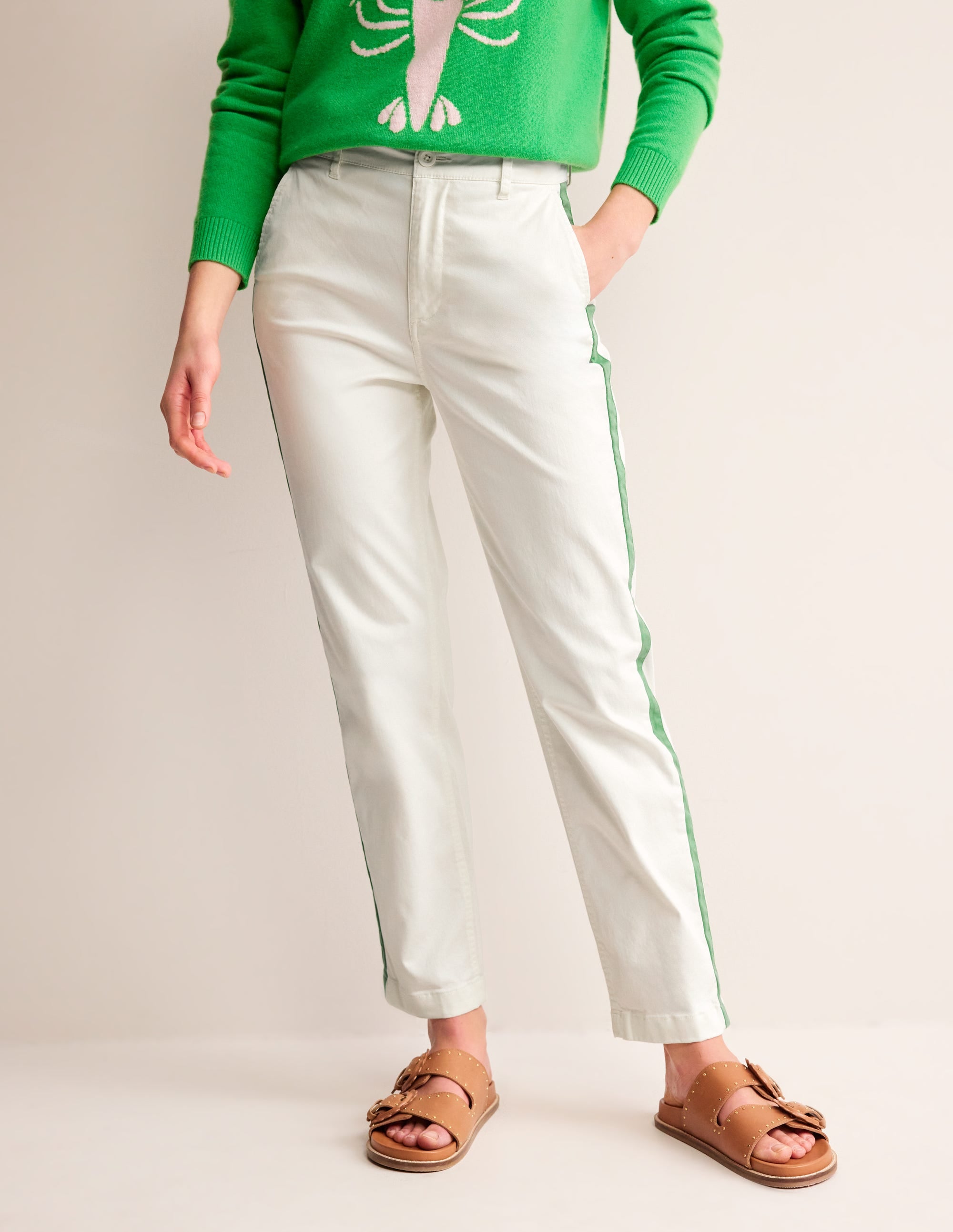 Barnsbury Chino Pants for Men - Classic Ivory Casual Trousers with Side Stripe Detail | Perfect for Office Wear, Business Casual & Smart Outfits