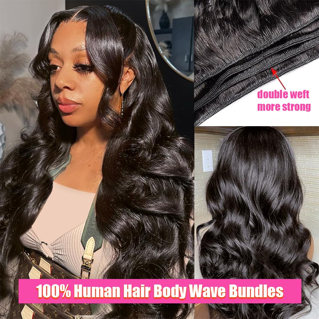 100% Unprocessed Brazilian Virgin Human Hair Bundles - Body Wave 12A Grade 20/22/24/26 Inch 4 Bundles Natural Black Color for Quick Weave Extensions | Perfect for Daily Styling, Special Occasions & Salon Use