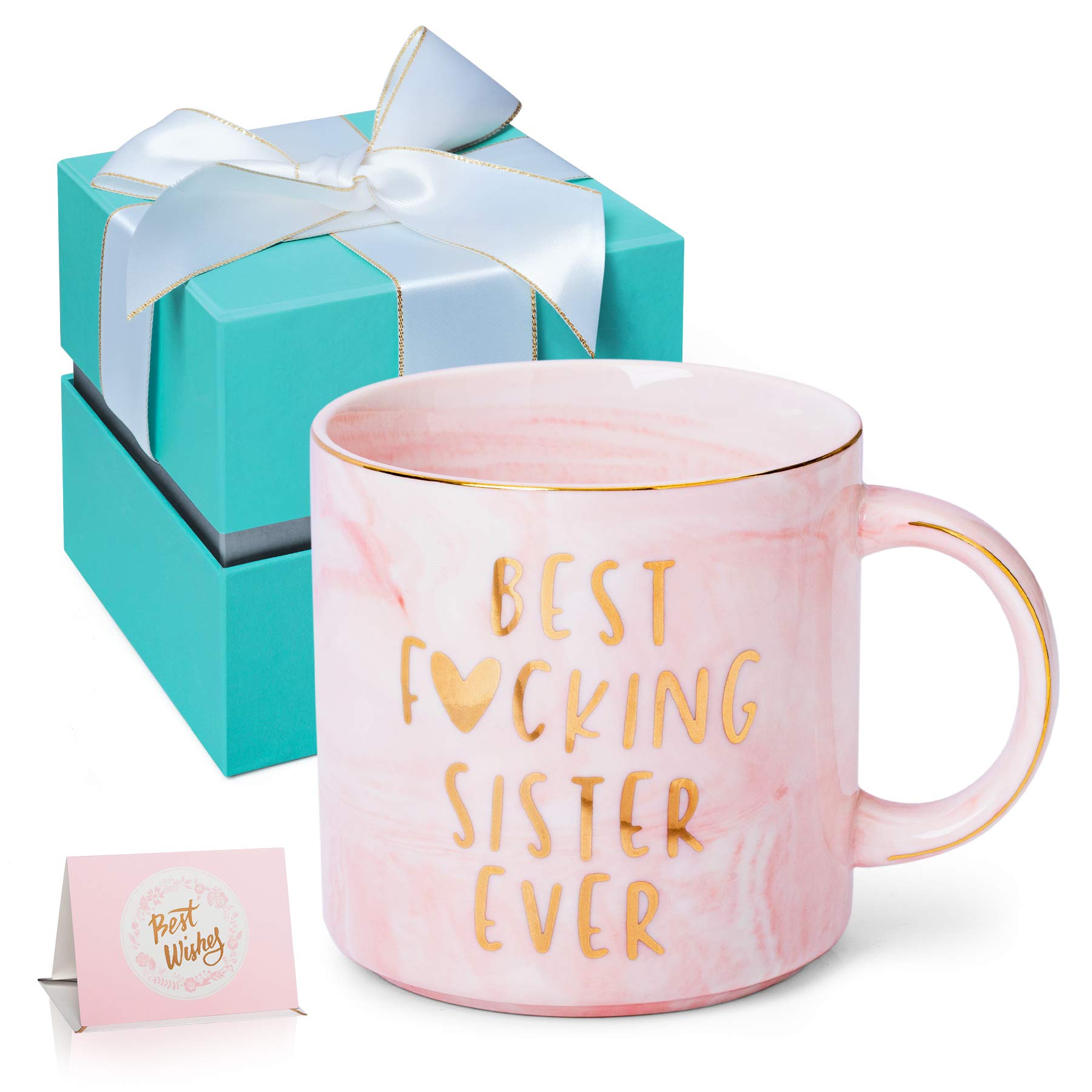 Best Sister Ever 11 Oz Coffee Mug - Thoughtful Birthday Gift for Sister, Sister-in-Law & Women - Pink Ceramic Mug with Gift Box - Perfect for Coffee, Tea & Hot Drinks at Home or Office