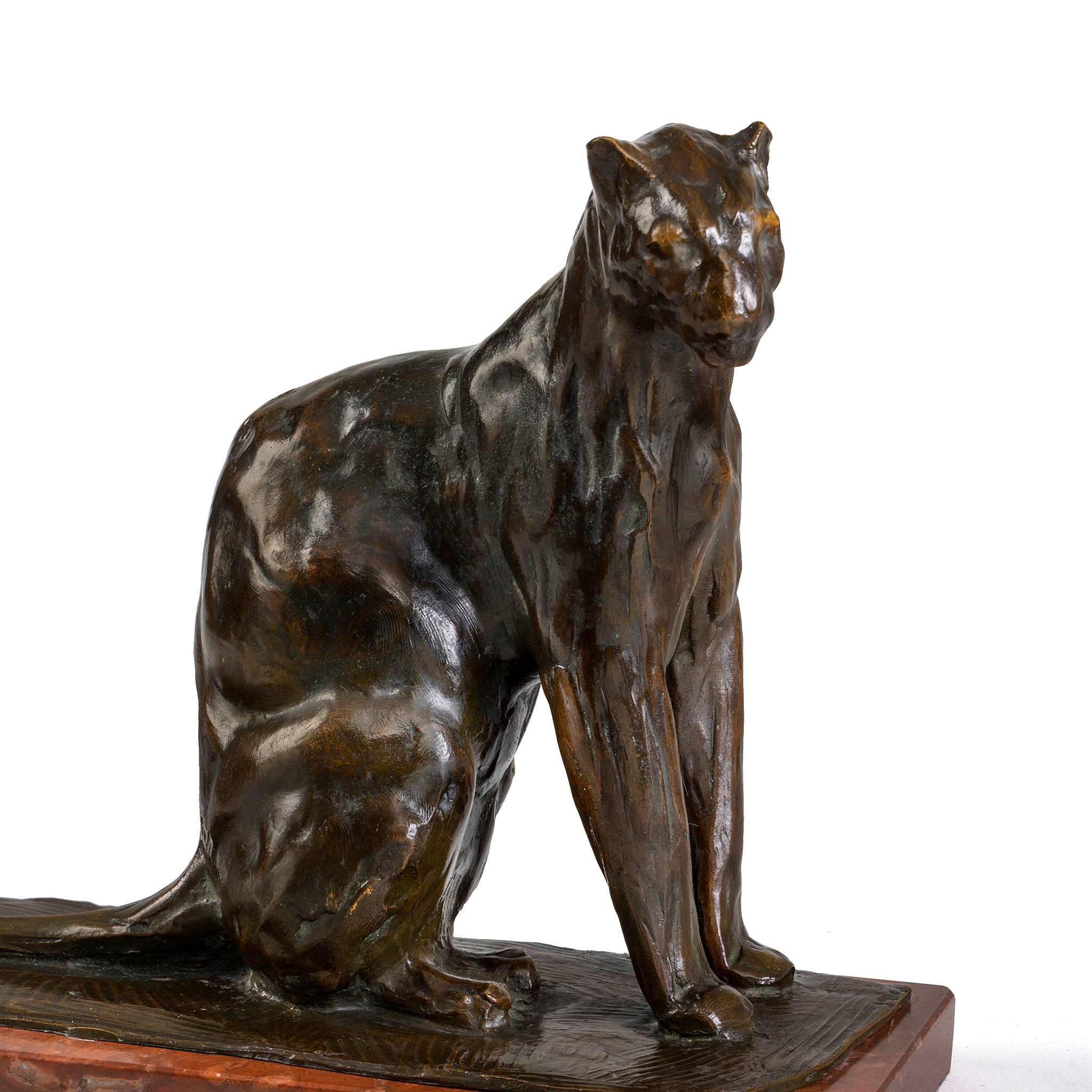 Rembrandt Bugatti Sitting Panther Bronze Sculpture - Art Deco Home Decor, Luxury Office Statue, Collector's Gift for Animal Lovers