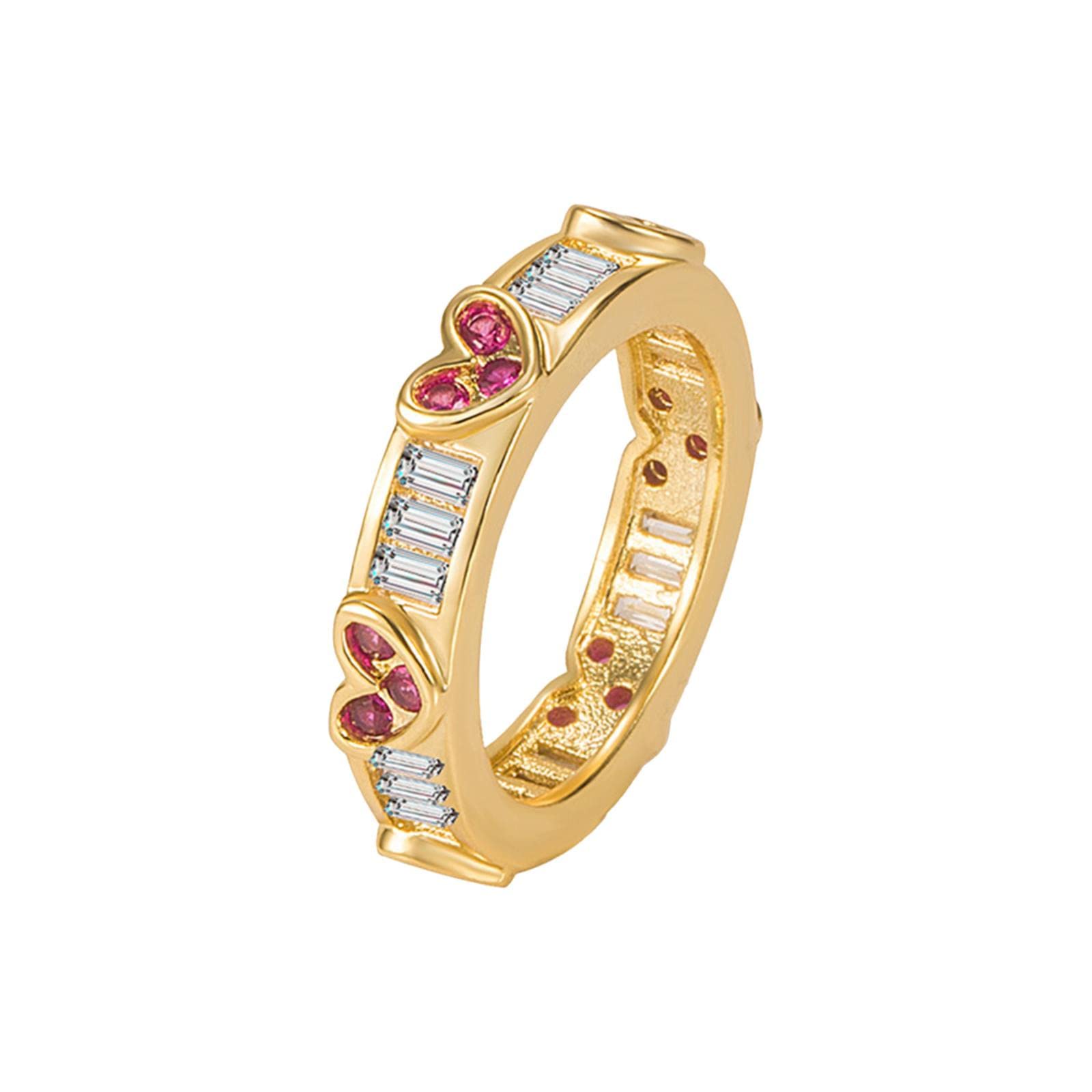 2023 Women's Wedding Ring Sets - Diamond Red Heart Ring in Gold & Rose Gold - Romantic Love Jewelry for Engagement, Anniversary & Valentine's Day Gifts