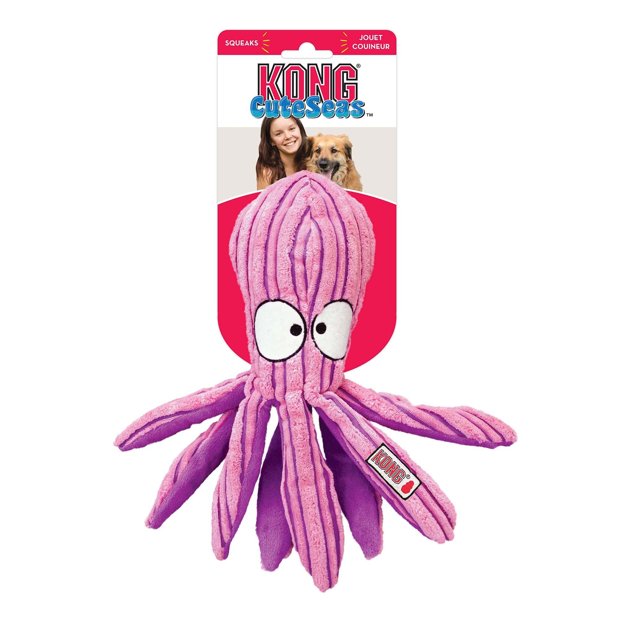 Kong Company 38731904 CuteSeas Octopus Dog Toy - Medium Chew Toy for Small & Medium Dogs - Interactive Play & Dental Health - Perfect for Indoor & Outdoor Fun