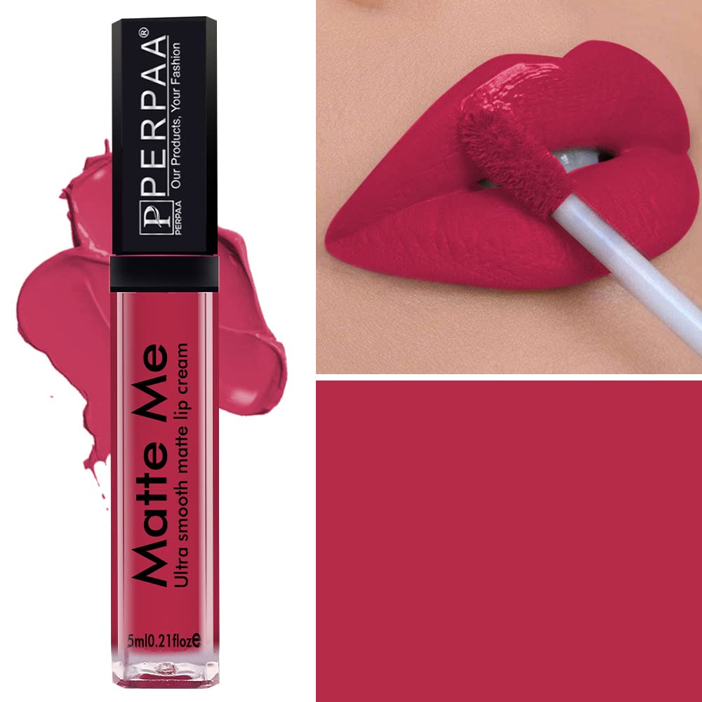 PERPAA® Matte Me Ultimate Long Lasting Liquid Lipstick - 3 Bright Matte Colors with Vitamin E, Smudgeproof & Waterproof Formula (Rich Plum, Peach Nude, Reddish Pink) 5ml Each - Perfect for Parties, Weddings & Everyday Wear