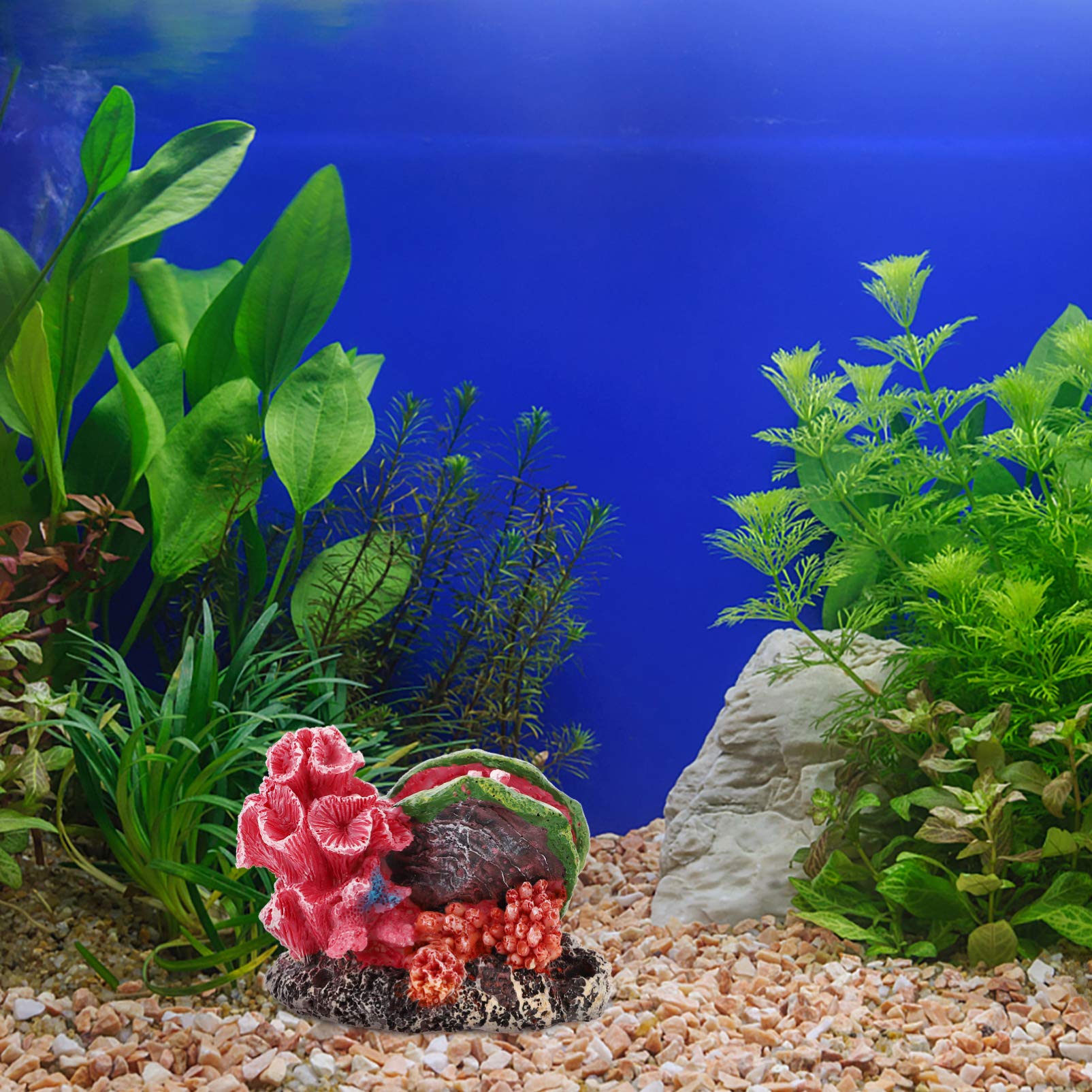 POPETPOP Artificial Coral Reef Decor - Resin Aquarium Plants & Shells for Fish Tank, Marine Landscape & Sea Themed Aquascaping - Perfect for Saltwater & Freshwater Tanks