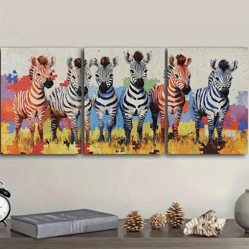 3-Piece Adorable Baby Zebra Wall Art Set - Framed Canvas Prints 40x60cm - High Quality Australian Made Wall Decor for Nursery, Kids Room & Living Room - Ready to Hang