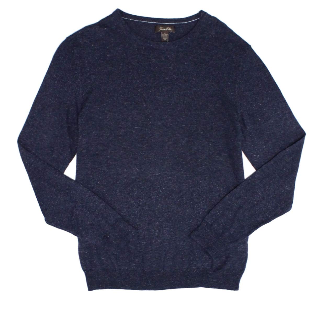 Tasso Elba Men's Lightweight Cotton Blend Crewneck Sweater - Navy Blue, Size Large - Perfect for Casual Wear & Layering in Fall/Winter