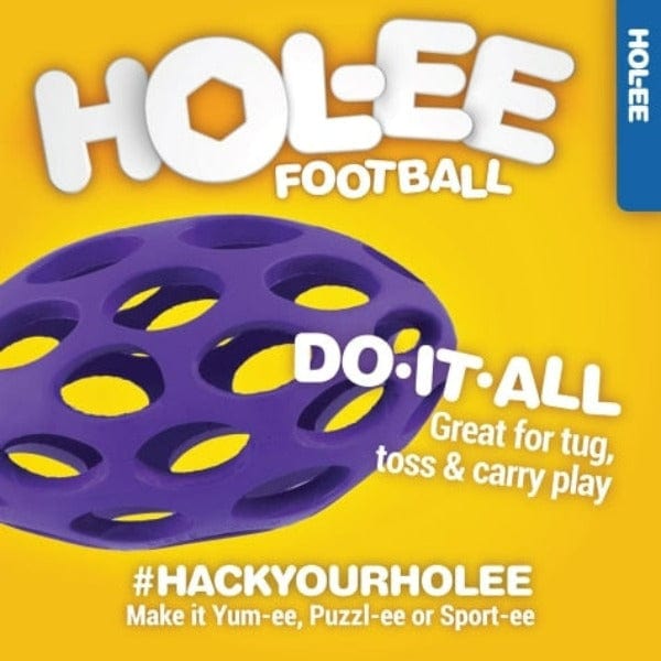 JW Pet Hol-ee Football Rubber Dog Toy - Durable Chew Toy for Small & Large Dogs, Interactive Fetch & Tug-of-War Play - Perfect for Indoor & Outdoor Use