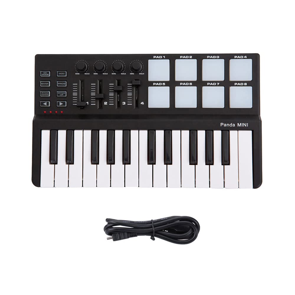 Portable 25-Key Mini MIDI Controller with Drum Pads for Music Production