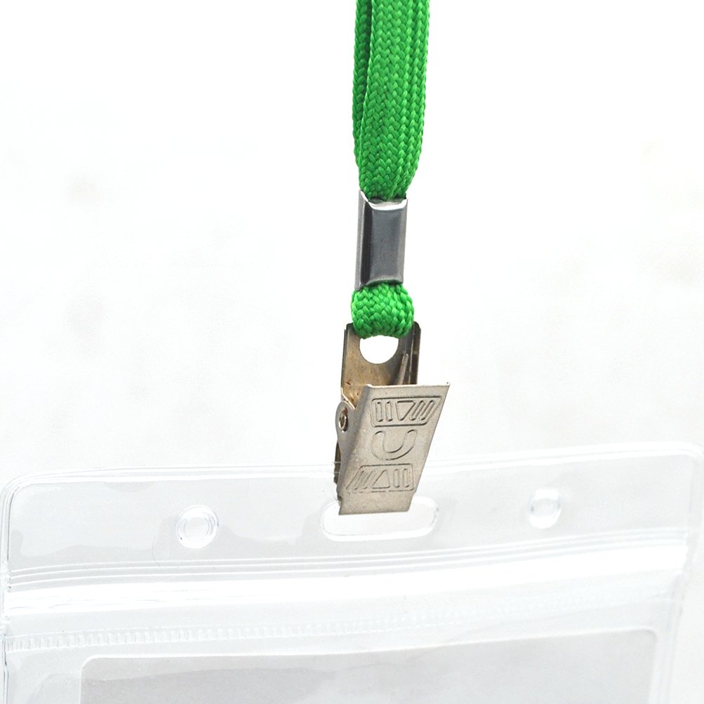 Beebel 50PCS 32-Inch Green Lanyards with Badge Clips for ID Cards & Events