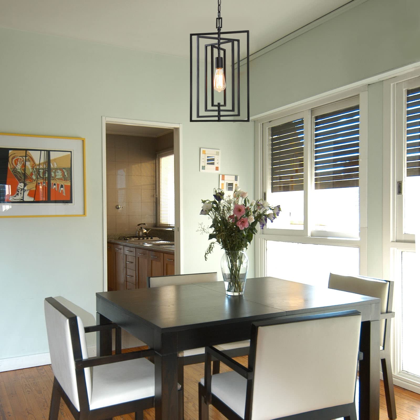 KSANA Adjustable Black Pendant Lighting for Kitchen Island & Foyer Chandelier - 12