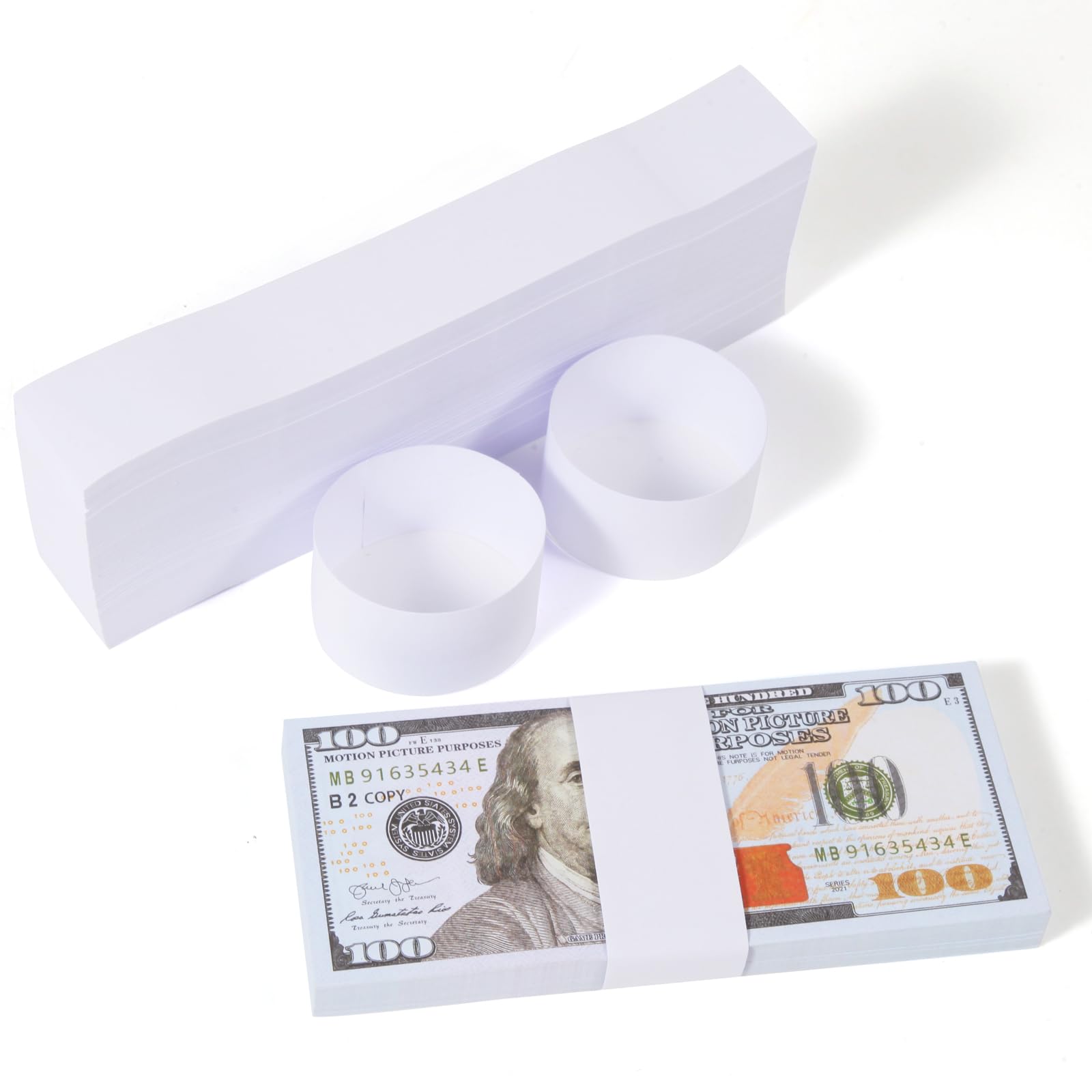Germiwipe Money Bands - 450 Pack Blank White Self-Adhesive Currency Straps | Bill Wrappers & Cash Bands for Organizing Cash (CB-W450) | Perfect for Banks, Retail Stores & Home Use