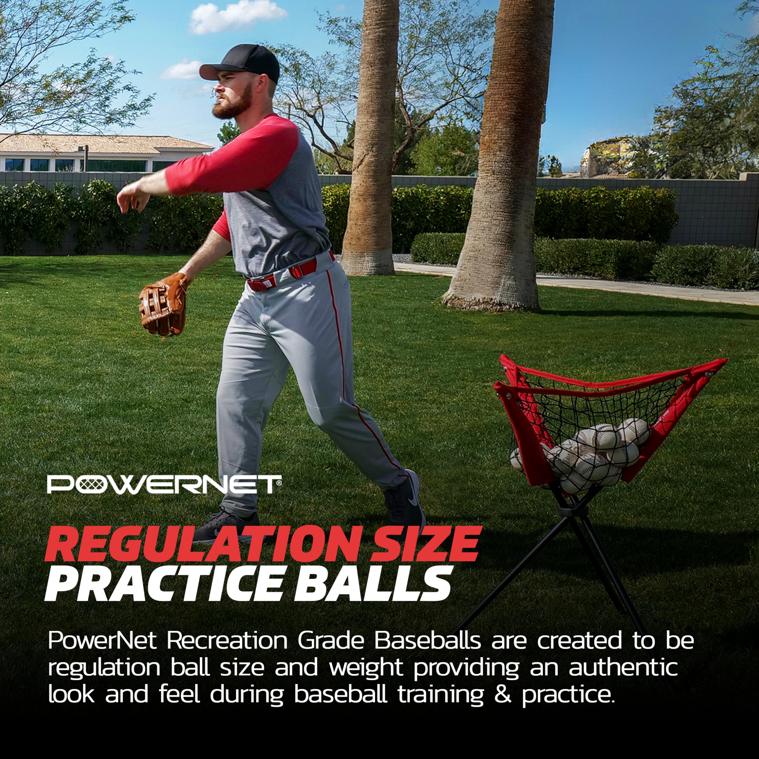 PowerNet Competition & Recreation Baseballs - 12-Pack Official Size Baseballs for Practice, Training & Games | Portable Pitching & Batting Equipment for Backyard, Field & Indoor Use