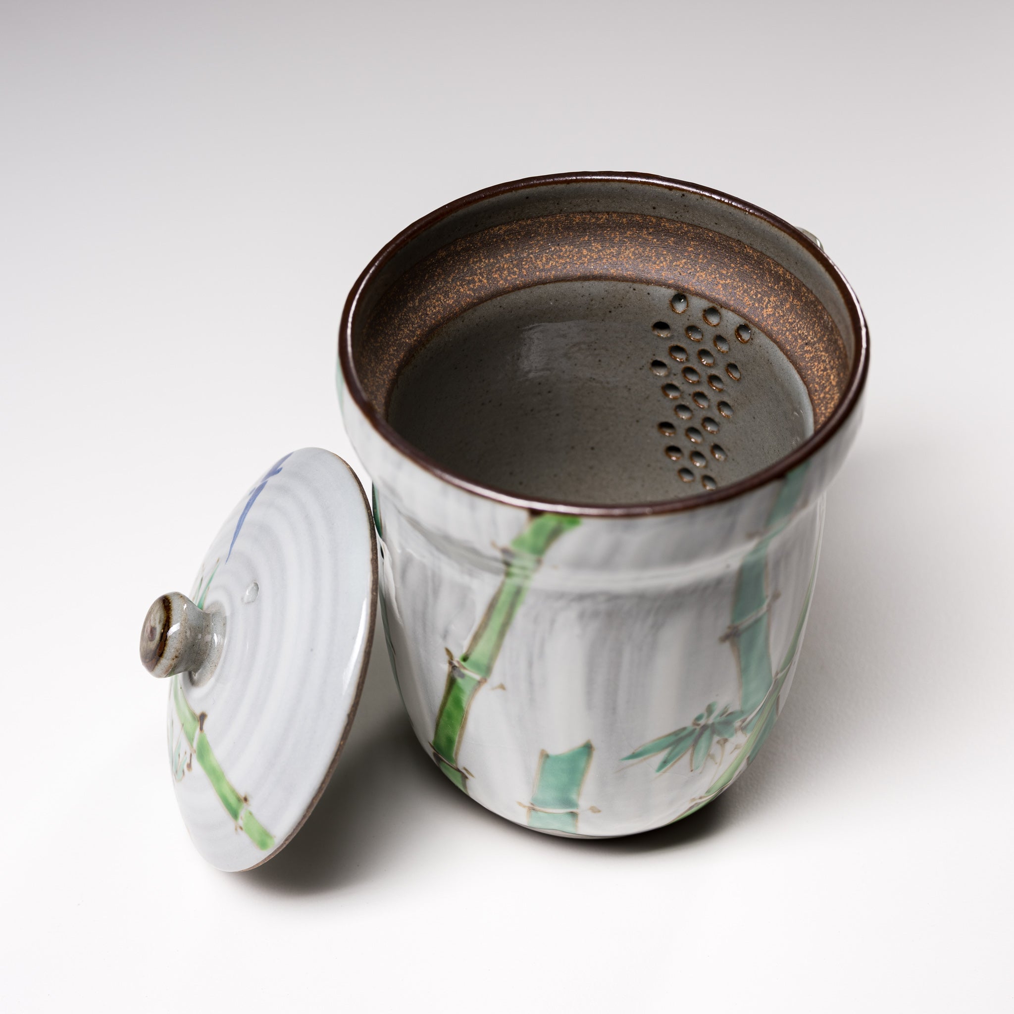 Handmade Kyo Kiyomizu Ware Hohin Teapot with Bamboo Handle - Authentic Japanese Ceramic Teapot for Matcha, Sencha & Green Tea Brewing - Perfect for Tea Ceremonies & Home Tea Time