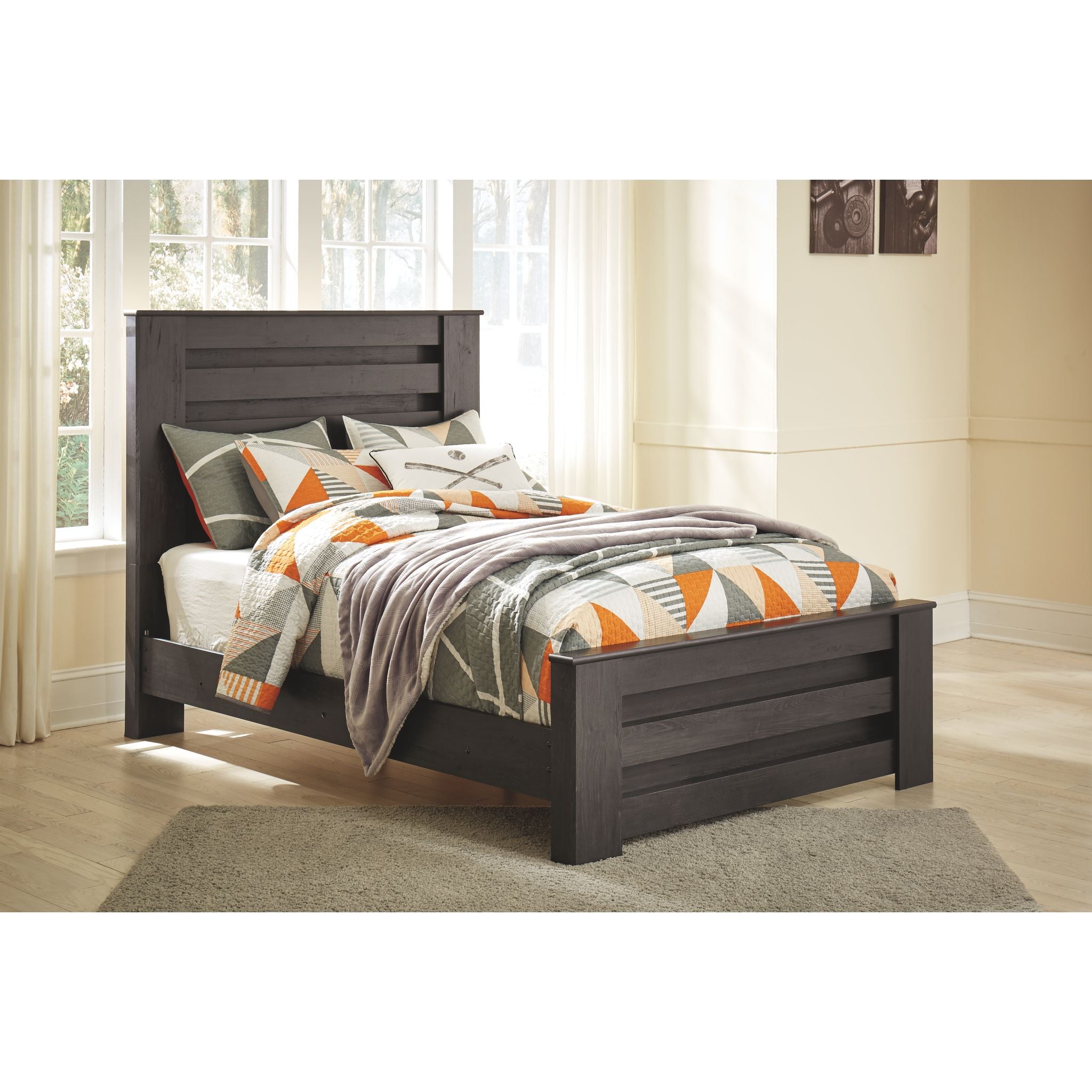 Brinxton Full Panel Upholstered Headboard - Charcoal Grey Fabric Bed Frame for Master Bedroom & Guest Room Decor
