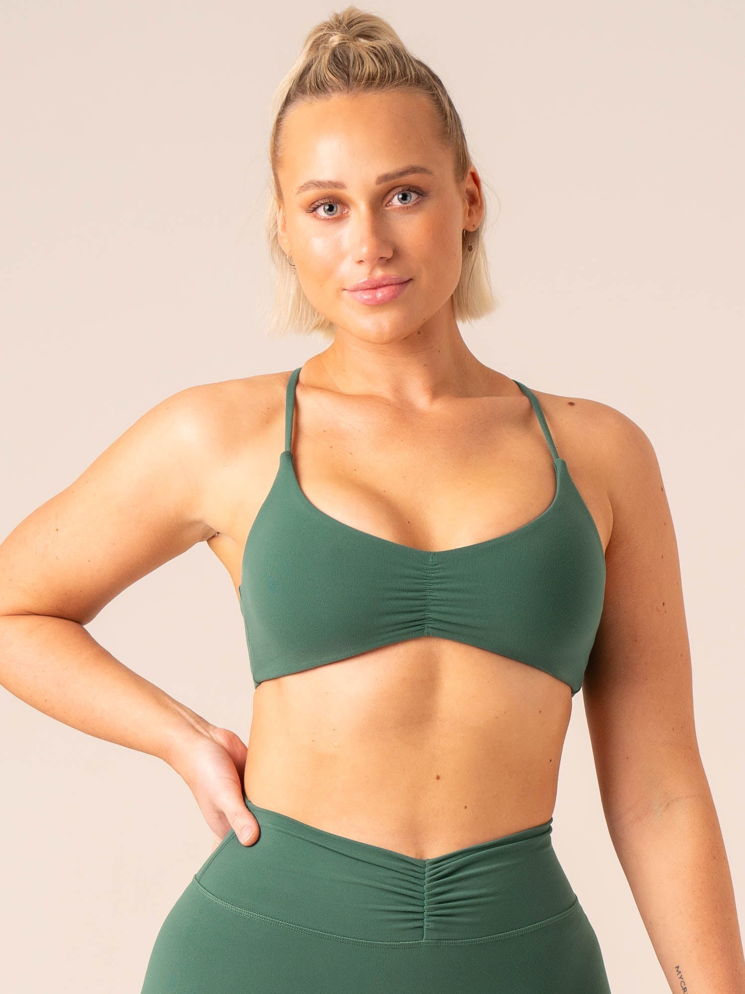 Tempo Sports Bra for Women - Breathable High Support Workout Top in College Green | Perfect for Yoga, Running & Gym Fitness