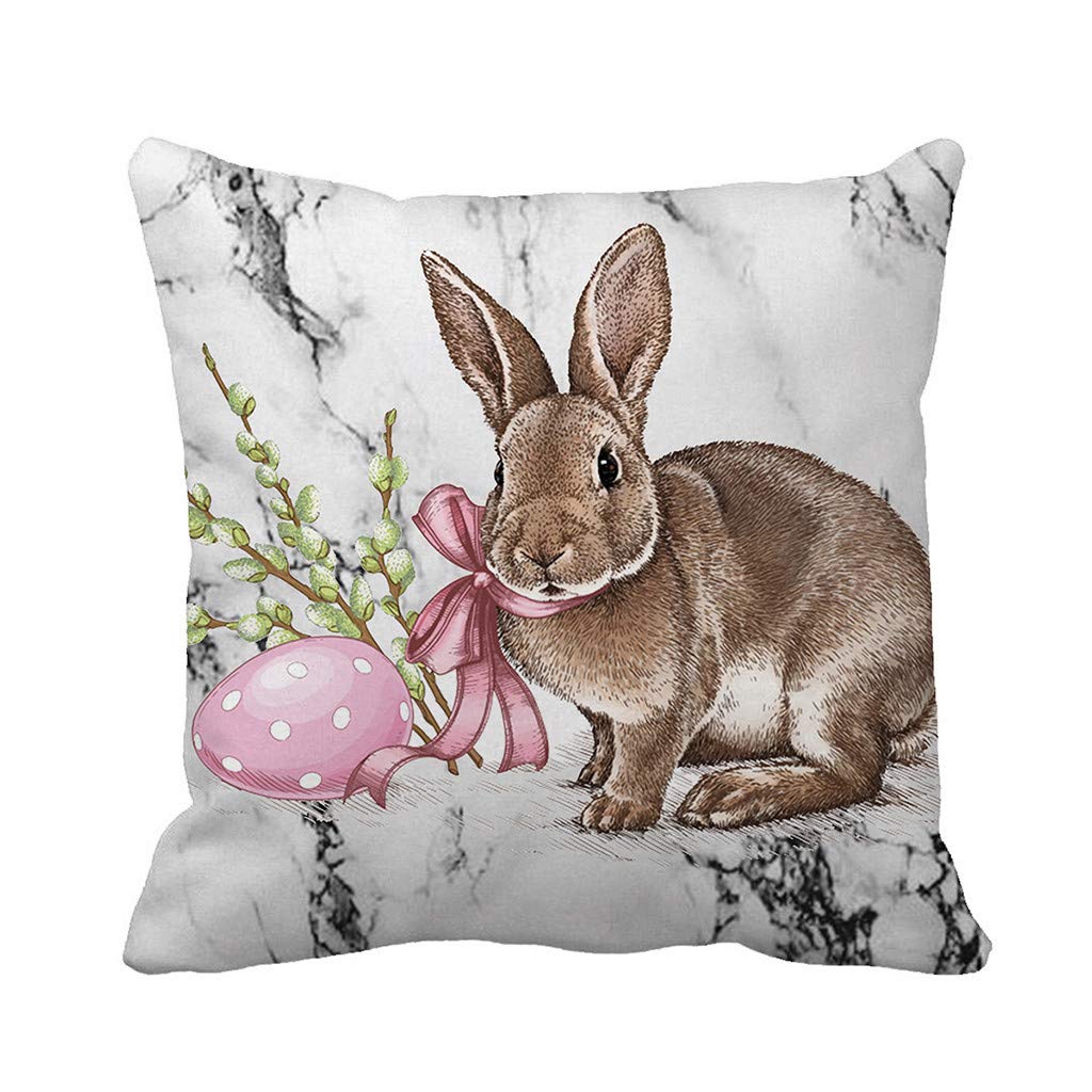 Linen Pillow Cover Set - Soft & Breathable Easter Rabbit Design for Sofa, Bed, Couch - Home Decor, Holiday Gift, Living Room & Nursery Decoration