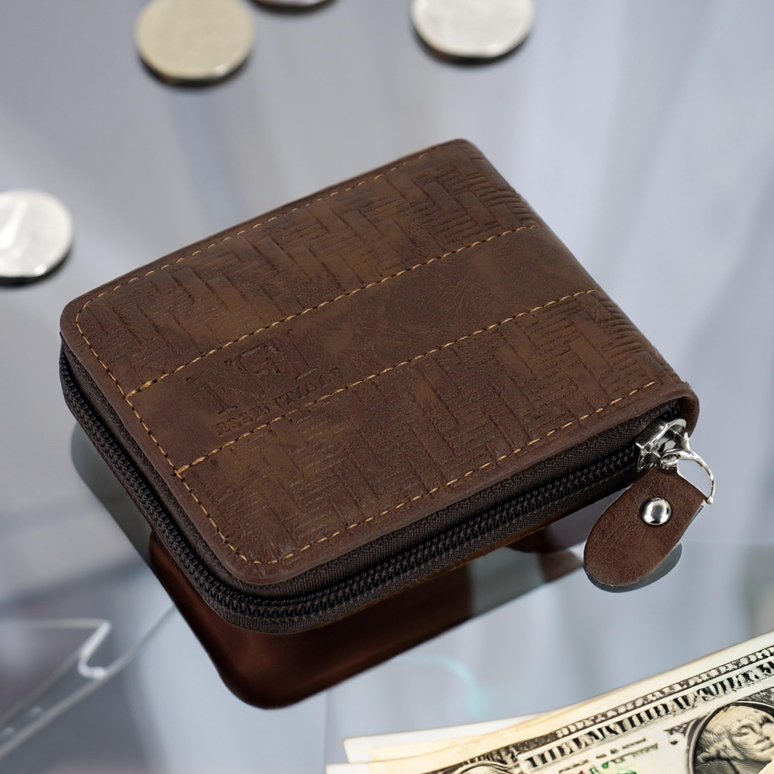Premium PU Leather 9-Slot Vertical Card Holder - RFID Blocking Credit/Debit Card Organizer with Zipper Coin Pocket | Secure Accordion Wallet for Men & Women | Perfect for Travel, Business & Everyday Use (MW-2)