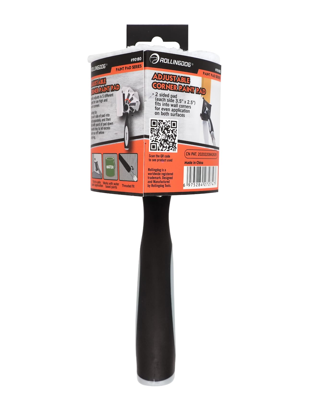 ROLLINGDOG 2.5 Inch Paint Edger with Adjustable Handle - 5 Position Angle Paint Pad for Corners & Edges - Perfect for Wall Trimming, Baseboards, Ceiling & Door Frames Painting