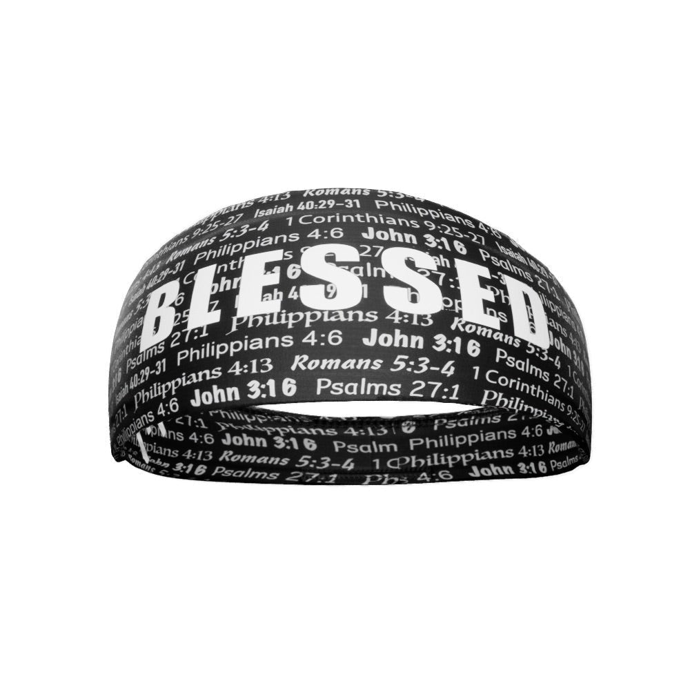 BLESSED Black Headband for Women & Men - Stretchy Comfortable Hair Band for Workouts, Yoga, Sports & Everyday Use
