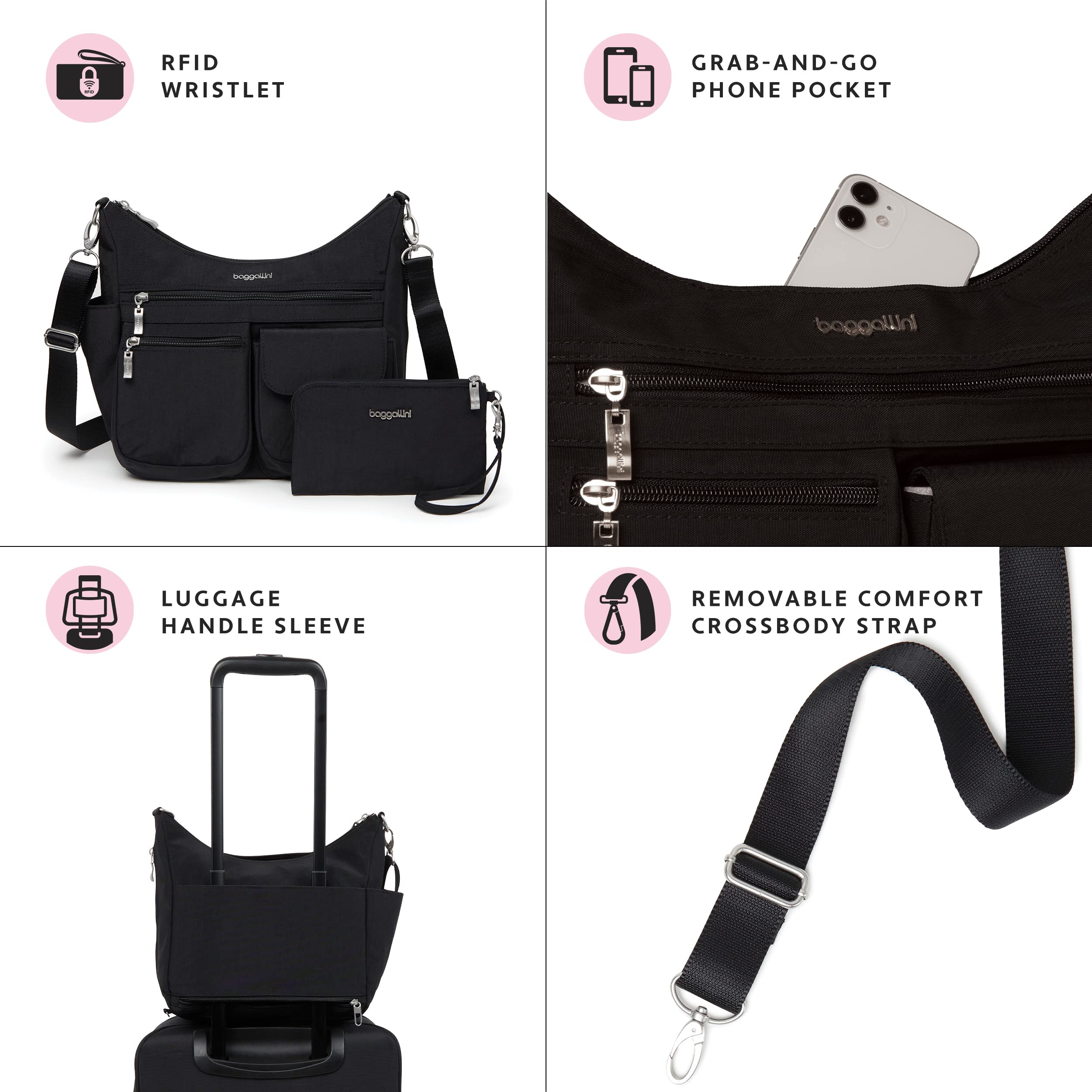 Baggallini Modern Everywhere Bag - Stylish Crossbody Purse for Women, Lightweight Travel Tote with Multiple Pockets - Perfect for Work, Travel & Daily Errands