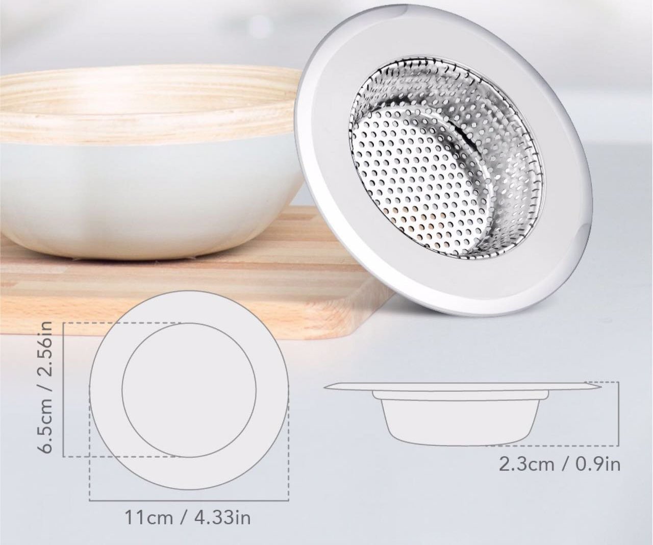 Heavy Duty Stainless Steel Kitchen Sink Strainer Stopper - 2 Pack (3