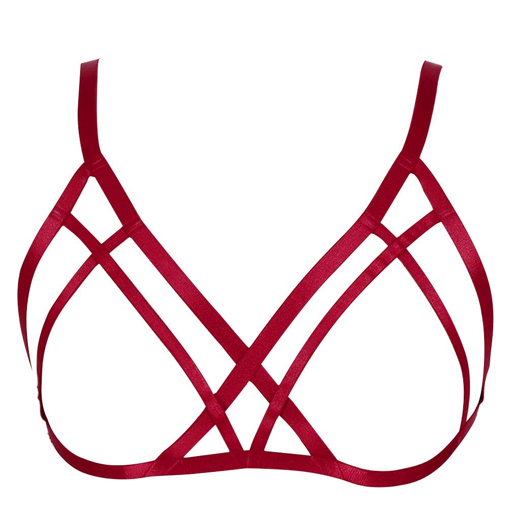 MAMOHSS Women's Elastic Body Harness Bra - Gothic Punk Lingerie with Strappy Cage Design - Perfect for Nightclubs, Costume Parties & Boudoir Photography