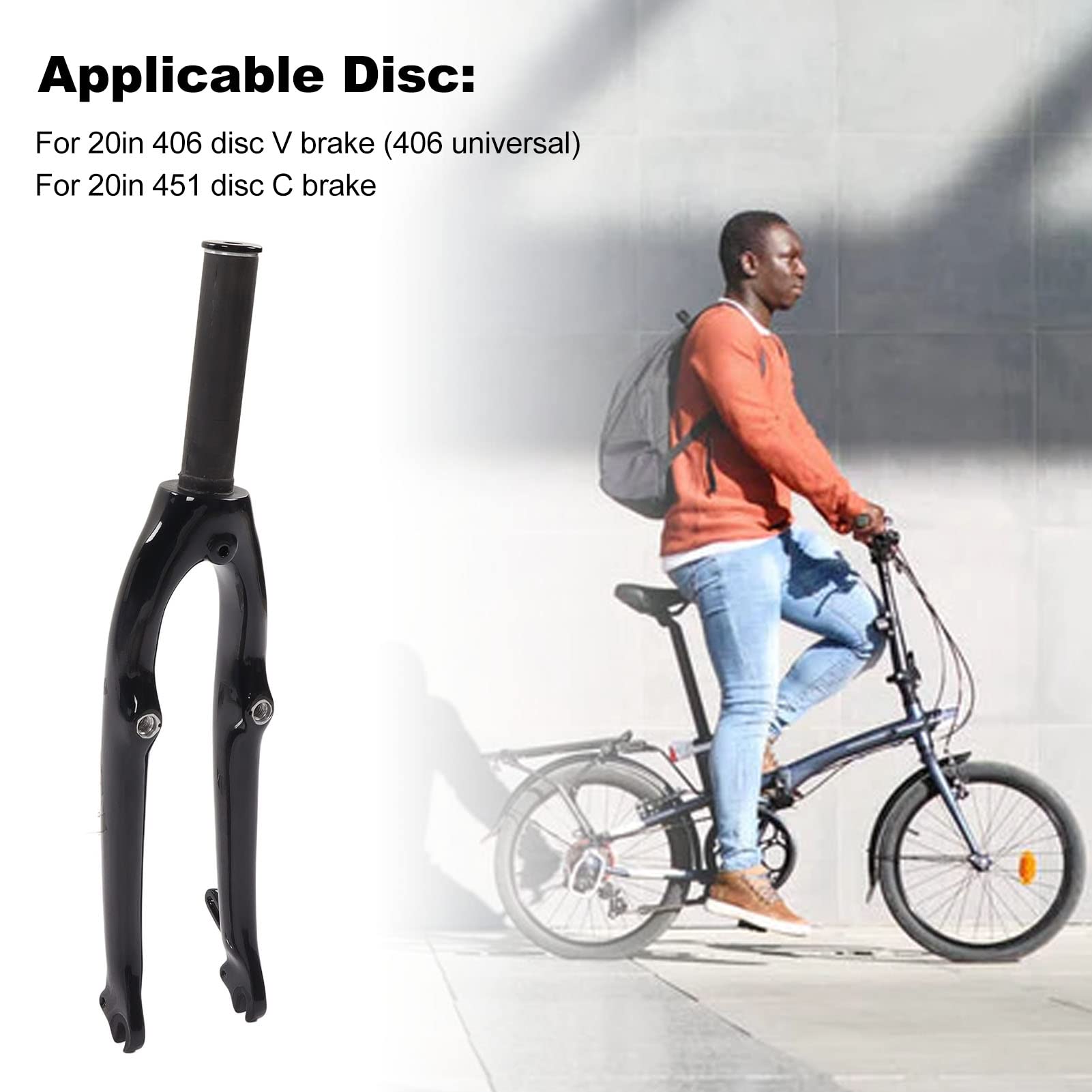 20in Carbon Fiber Front Fork Replacement for Folding Bikes - Compatible with V Brake & C Brake Systems - Lightweight & Durable Upgrade for Commuting & Urban Cycling