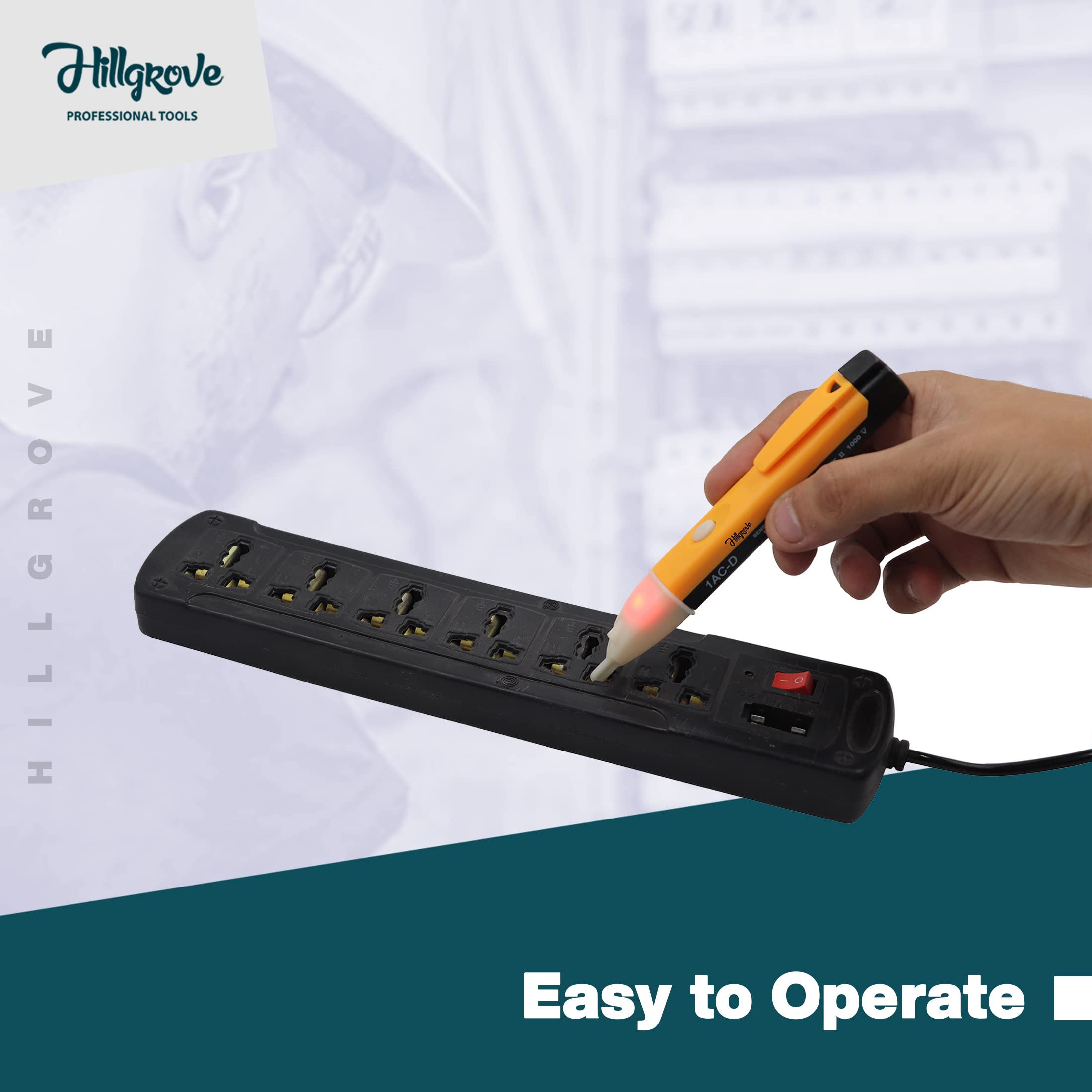 Hillgrove HGCM209M1 Non-Contact Voltage Tester with Built-in Wire Cutter - Detect Live Wires Safely for Home Electrical Repairs & DIY Projects