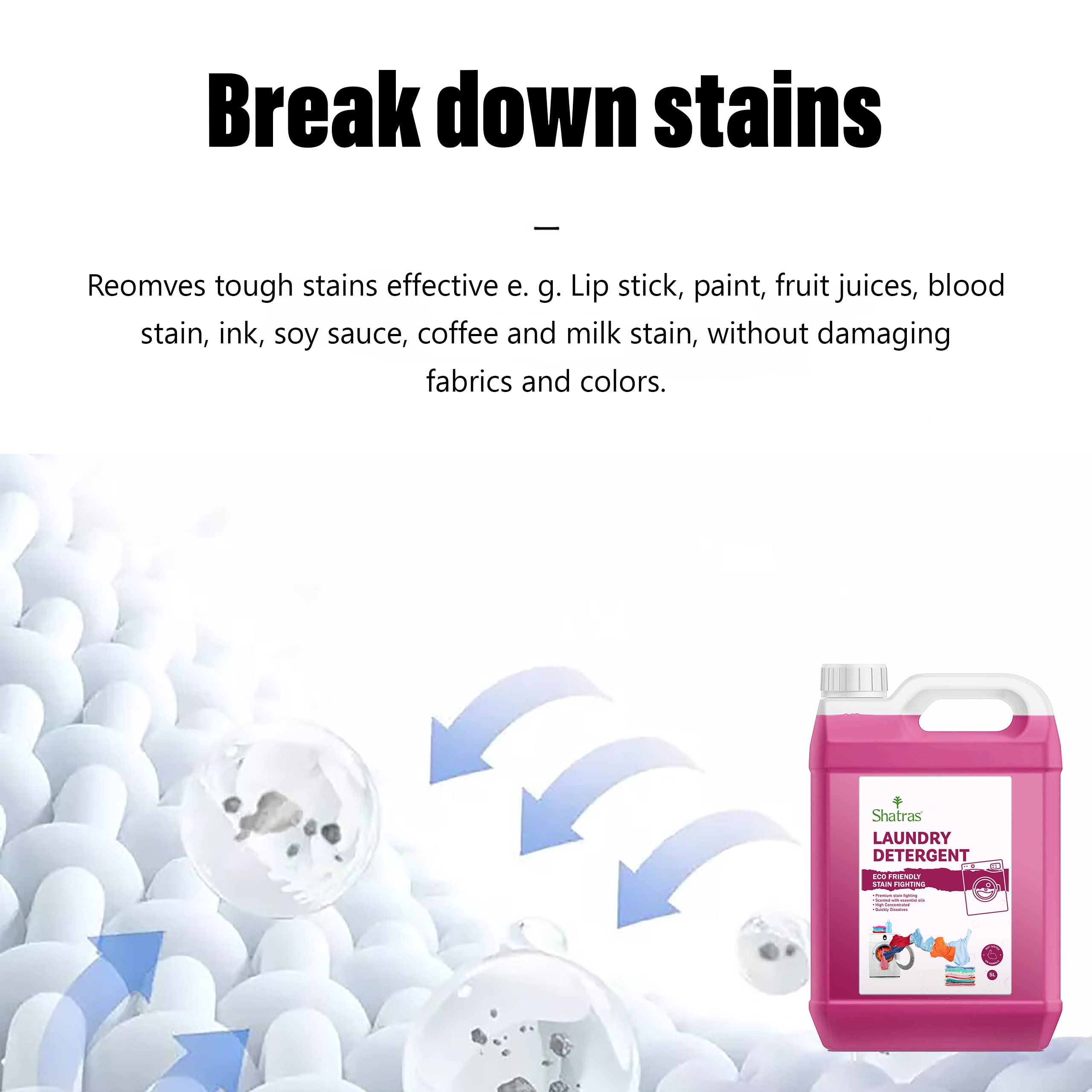 Shatras Liquid Laundry Detergent 5L - Concentrated Fabric Softener for Top Load & Front Load Washing Machines | Gentle on Clothes | Ideal for Family Use, Hand Wash & Delicate Garments | Fresh Scent | 5 Liters (Pack of 1) | Perfect for Large Loads, Stain Removal & Everyday Laundry Needs