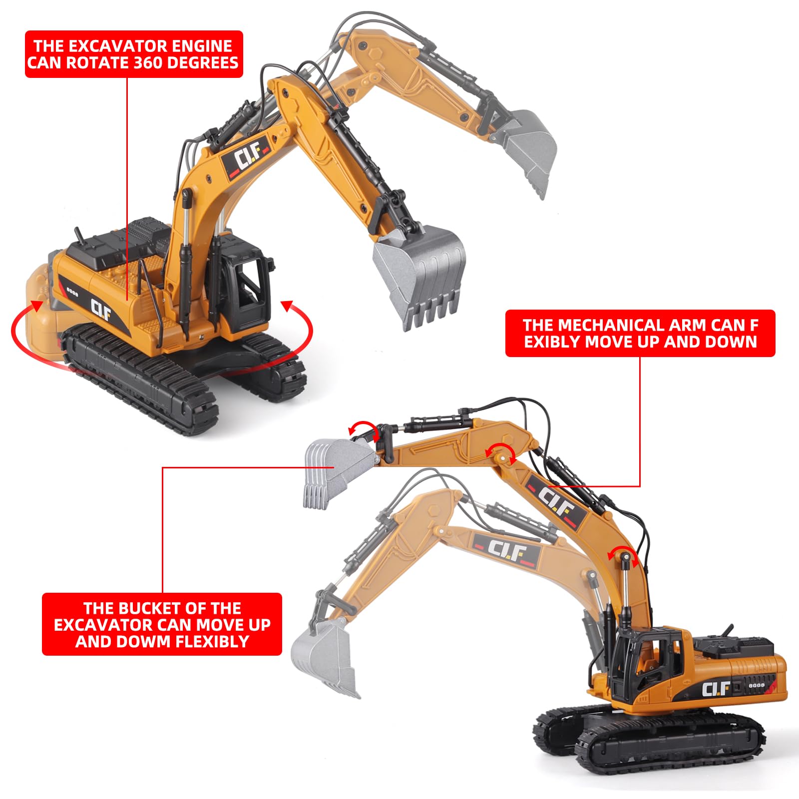 Best Digger Toys for Boys - Construction Truck & Crawler Excavator Toy with Simulated Lights - Realistic 6101A Model for Kids Ages 3-5 - Perfect for Sandbox Play, Construction Pretend & Outdoor Activities