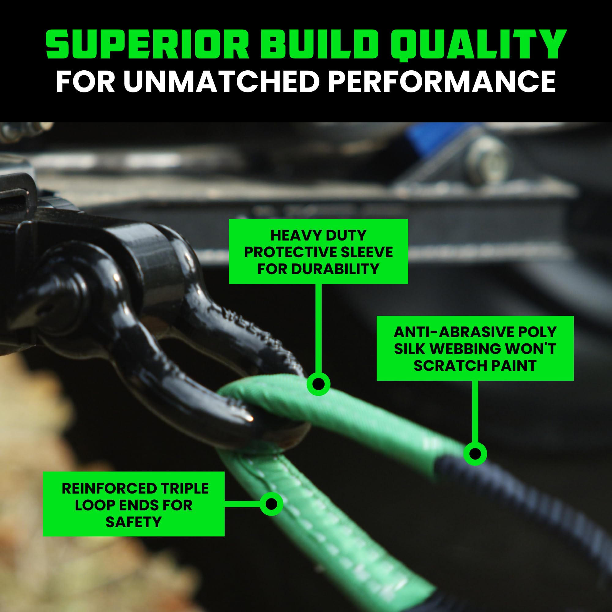 Rhino USA Heavy-Duty Off-Road Recovery Kit - 20' Tow Strap with Hitch Receiver - Best Truck & SUV Towing Accessories for Off-Roading, Overlanding & Emergency Vehicle Recovery - Lifetime Warranty
