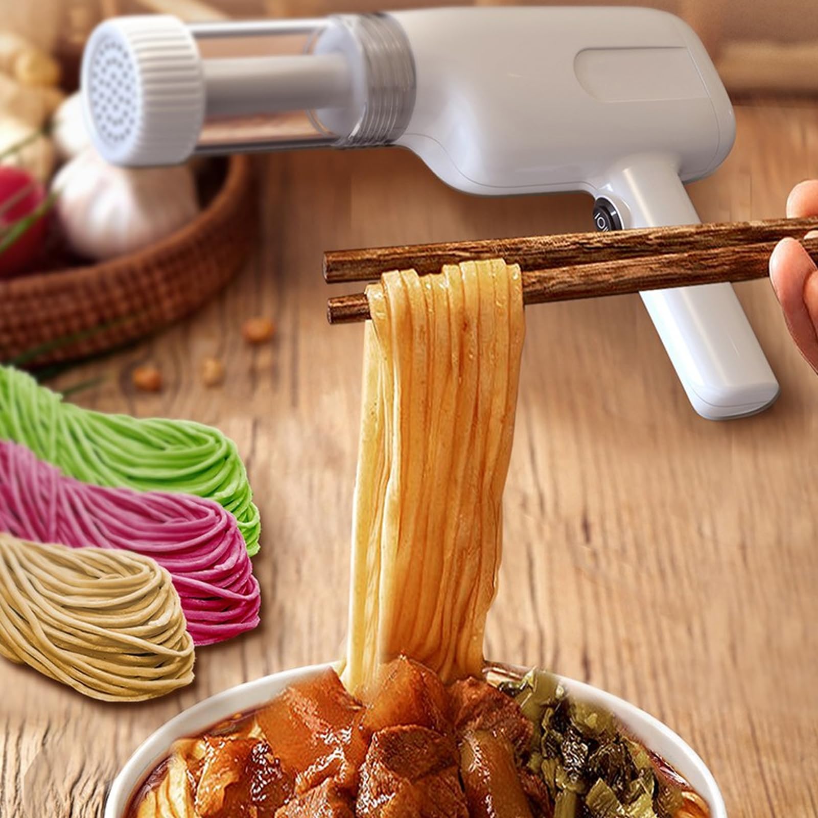 Electric Pasta Maker Machine - Automatic Handheld Noodle Maker for Fresh Homemade Spaghetti, Fettuccine & More | Perfect for Italian Cooking, Family Dinners & Restaurant-Quality Meals at Home