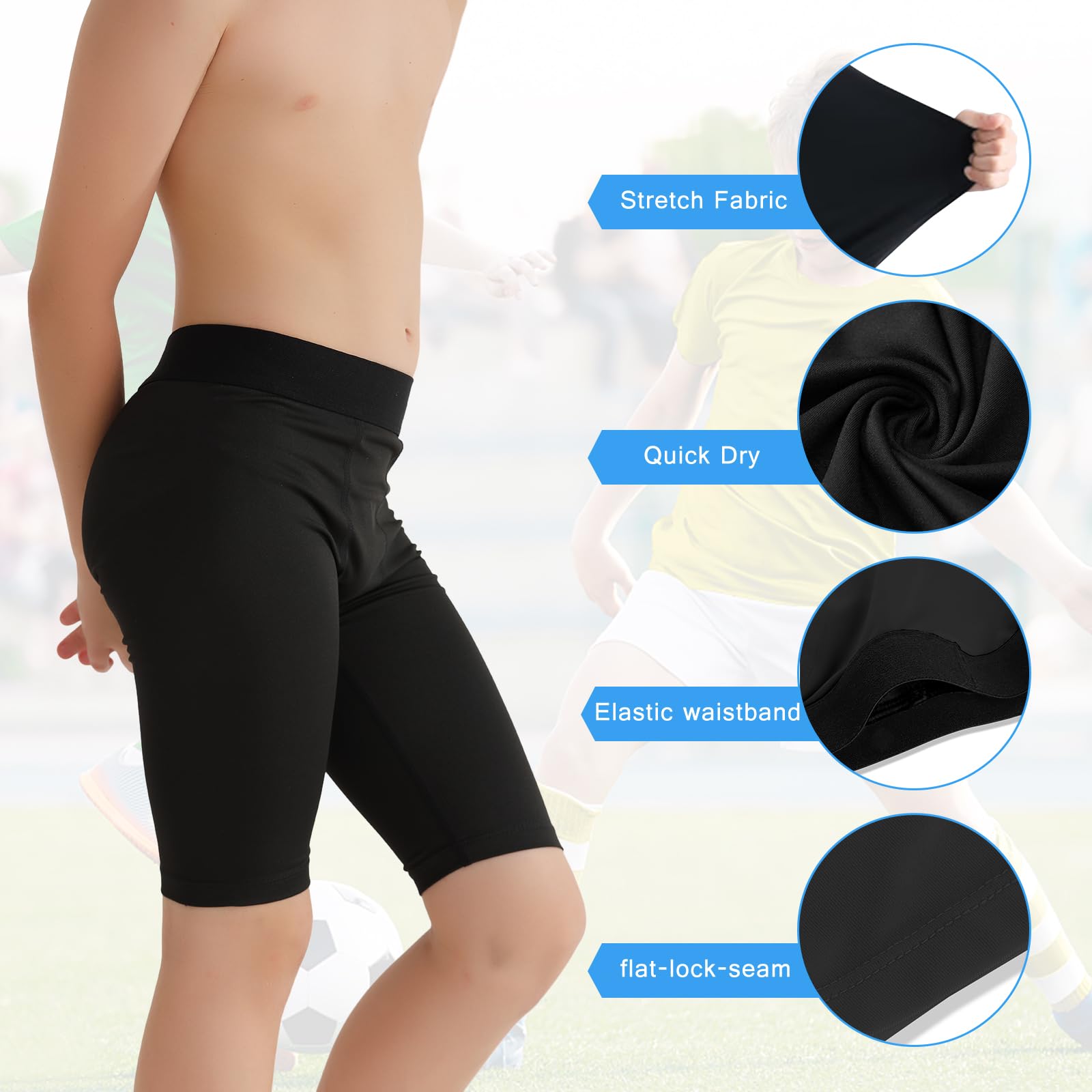 Valcatch 2 Pack Boys Compression Shorts - Youth Athletic Underwear for Basketball, Running, Baseball - Moisture Wicking Sport Base Layer for Active Kids (Perfect for Training & Gym Workouts)