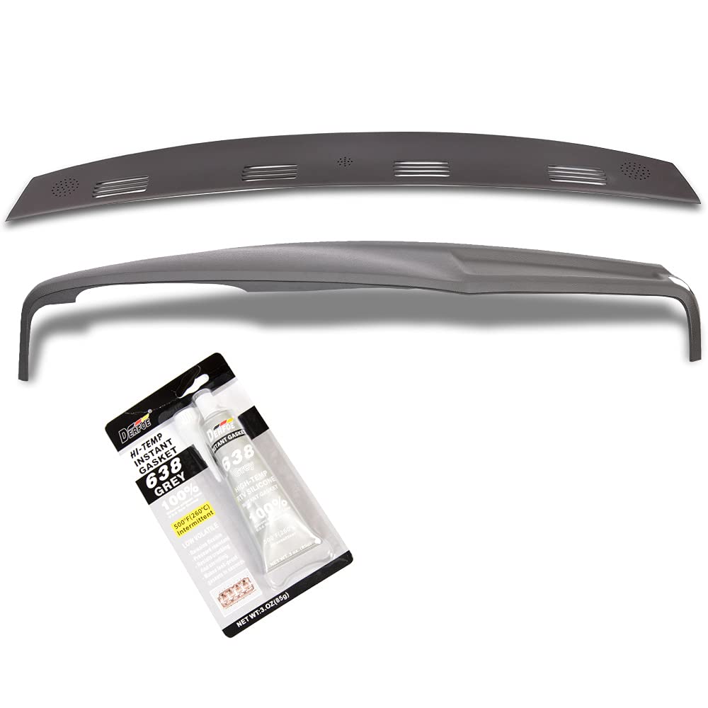 PIT66 Dash Cover Cap Compatible with 2002-2005 Dodge Ram 1500 2500 3500 - 2-Piece Gray Instrument Panel Cover - UV Protection & Anti-Slip Design for Truck Interior Protection & Style Enhancement