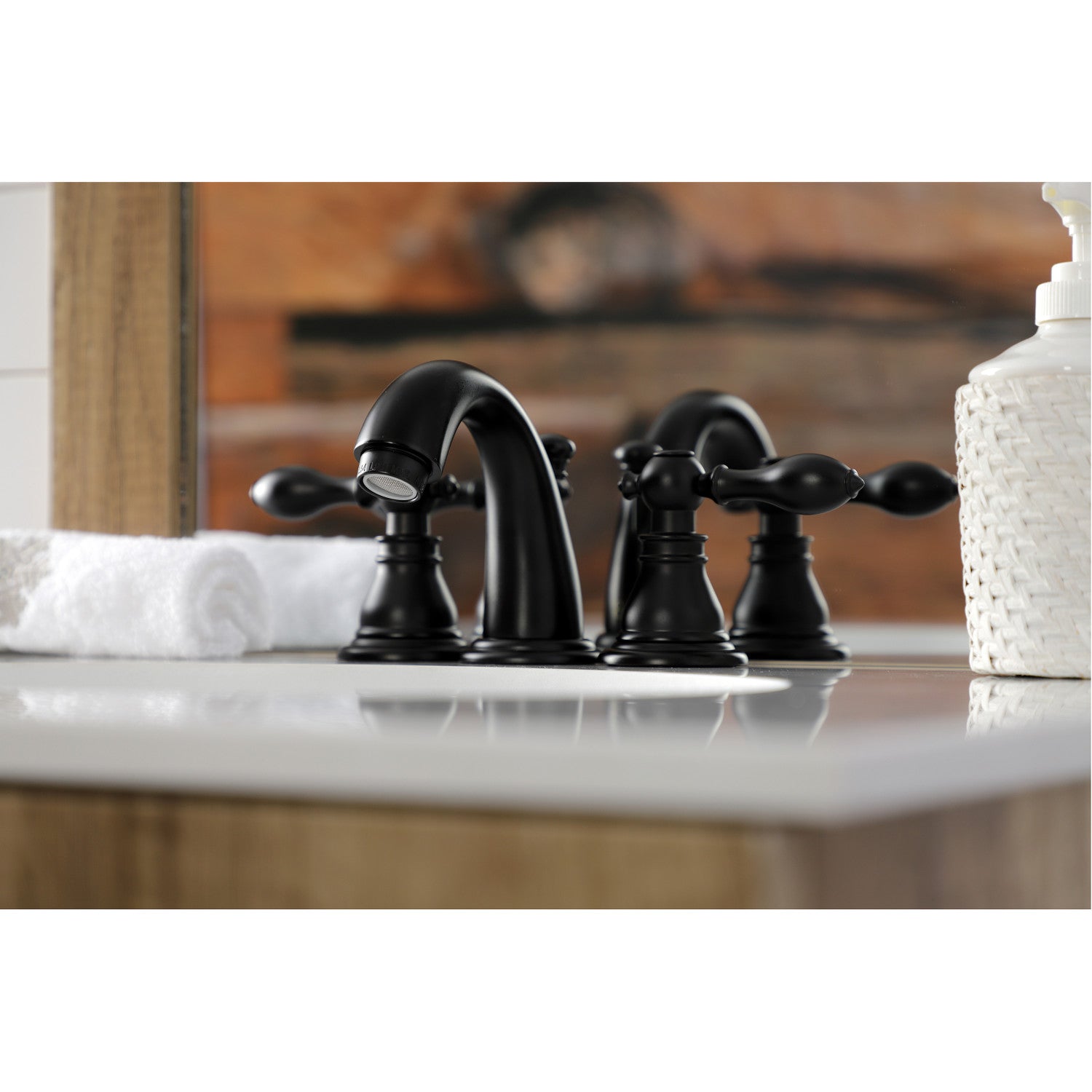American Classic KB910ACL 3-Hole Widespread Bathroom Faucet - Matte Black Finish with Pop-Up Drain - Perfect for Modern Bathroom Vanities and Powder Rooms