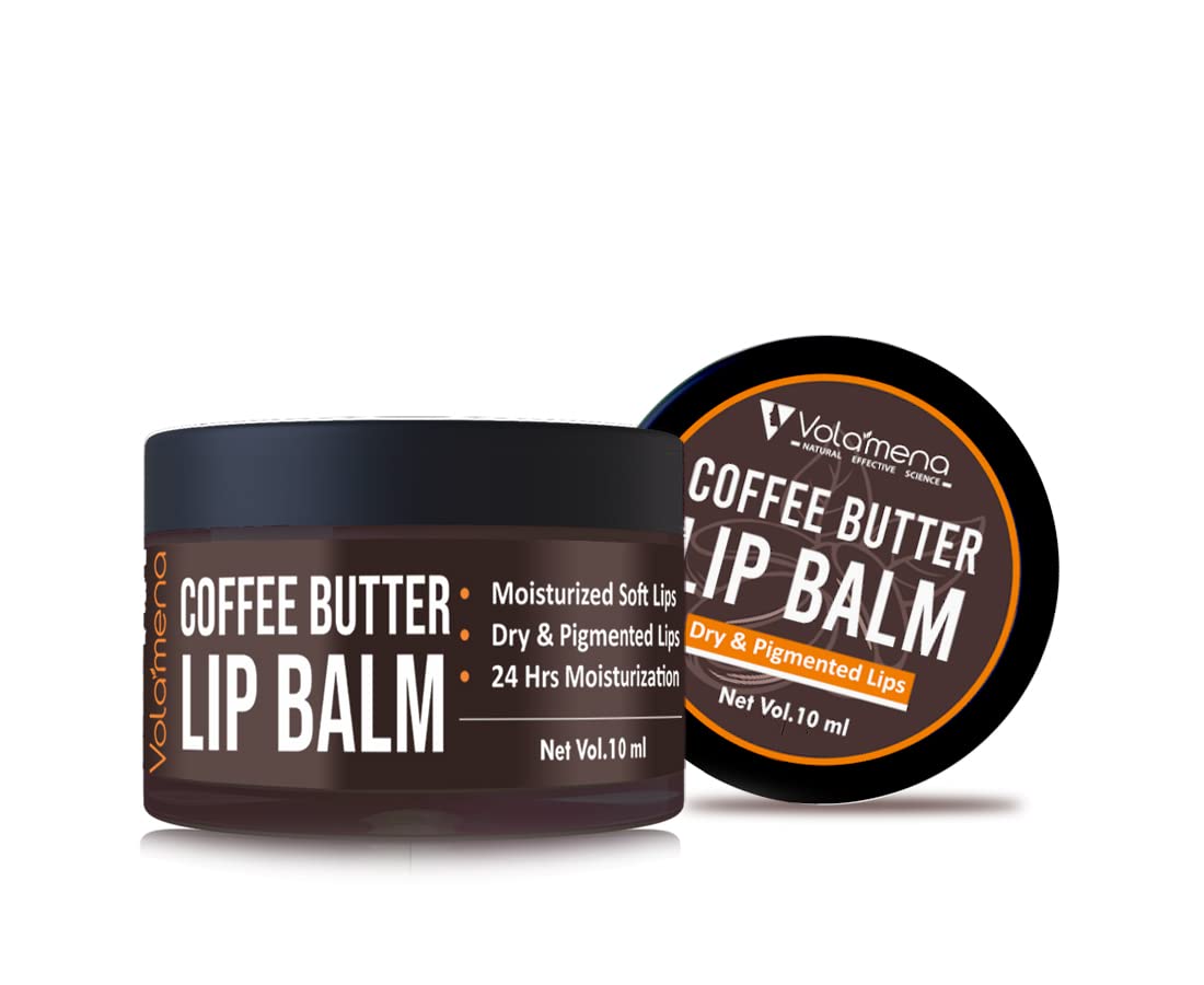 Volamena Coffee Lip Balm with Shea Butter, Cocoa Butter & Olive Oil - 10ml Moisturizing Treatment for Dry, Chapped & Pigmented Lips - Perfect for Winter Care & Daily Hydration