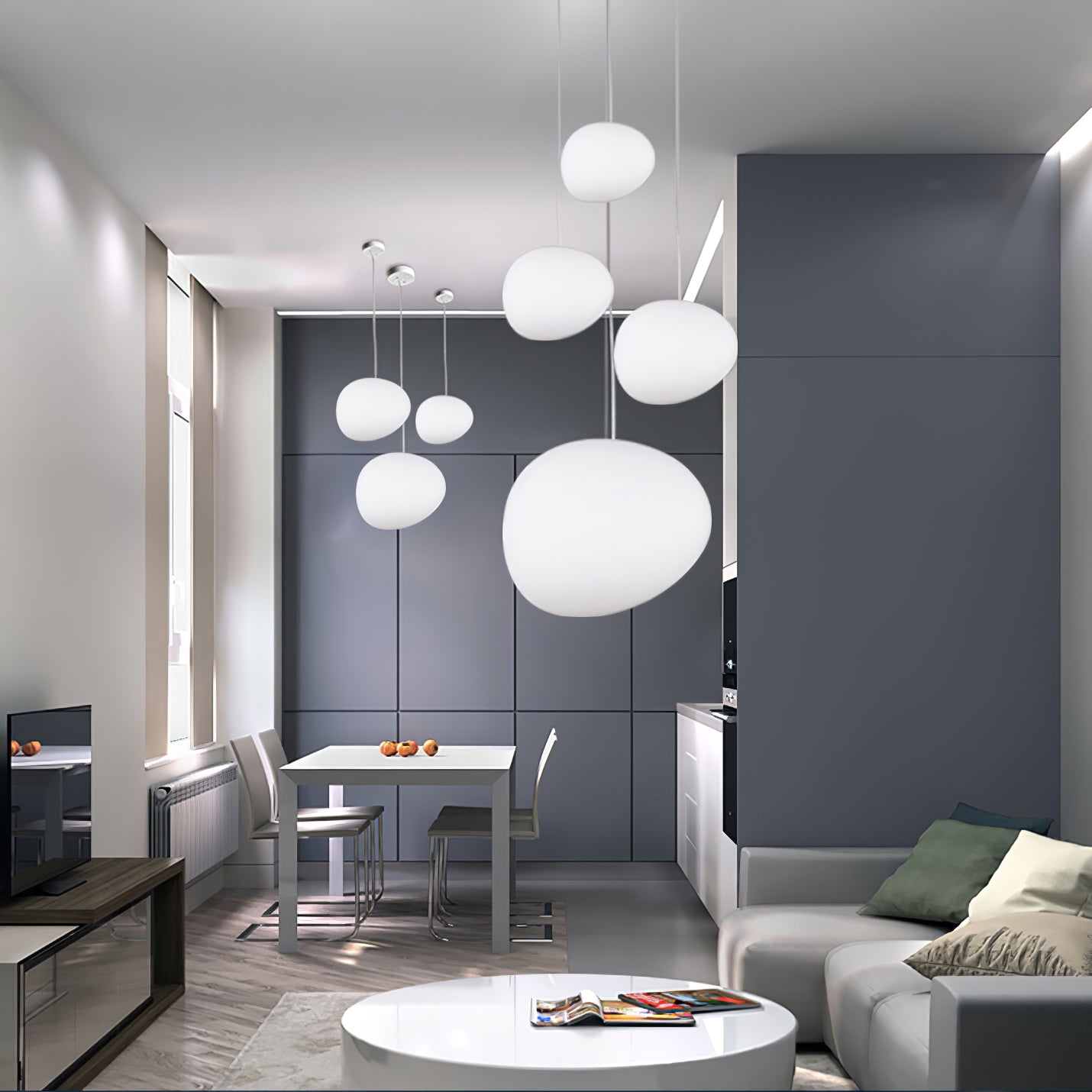 Stylish Gregg Stone Shape Glass Pendant Light - Modern Hanging Fixture for Kitchen Island, Dining Room & Bedroom Decor