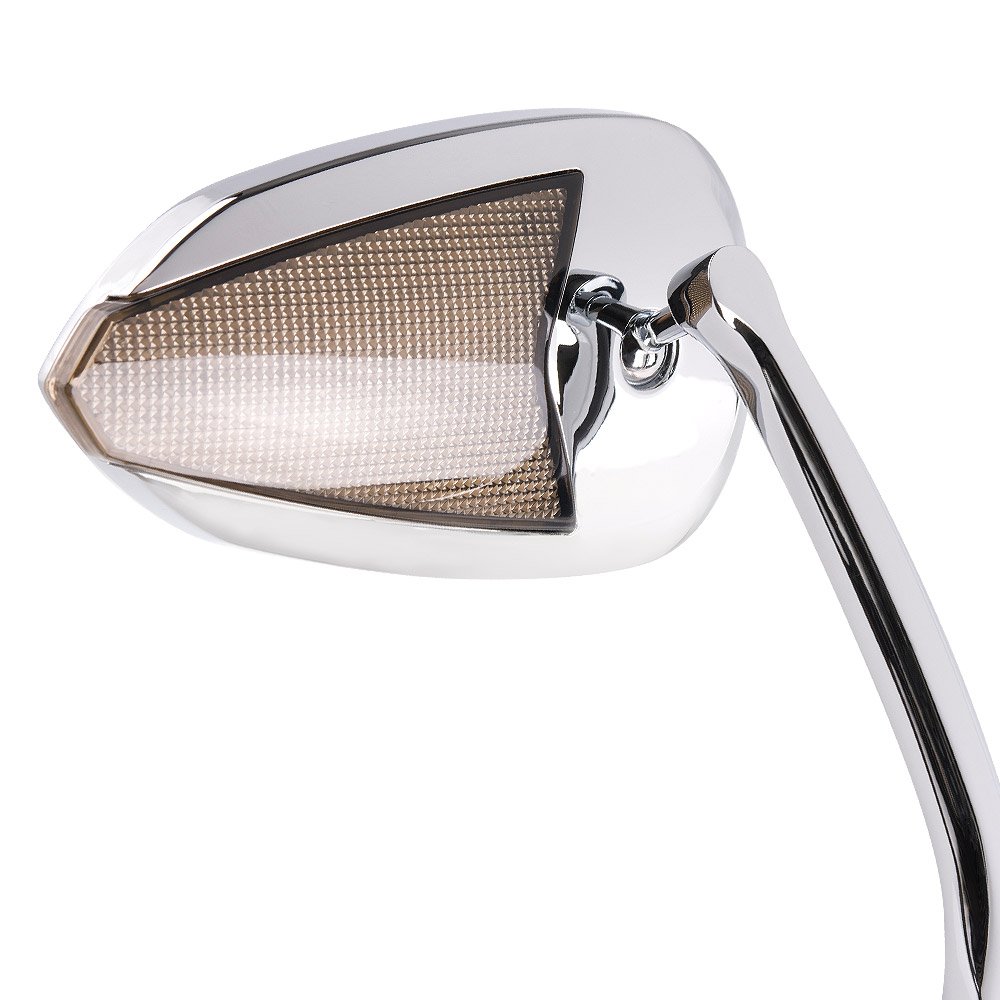 KiWAV Chrome Motorcycle Mirrors with LED Running Lights & Turn Signals - Compatible with Harley Davidson (For Night Riding & Safety Visibility)