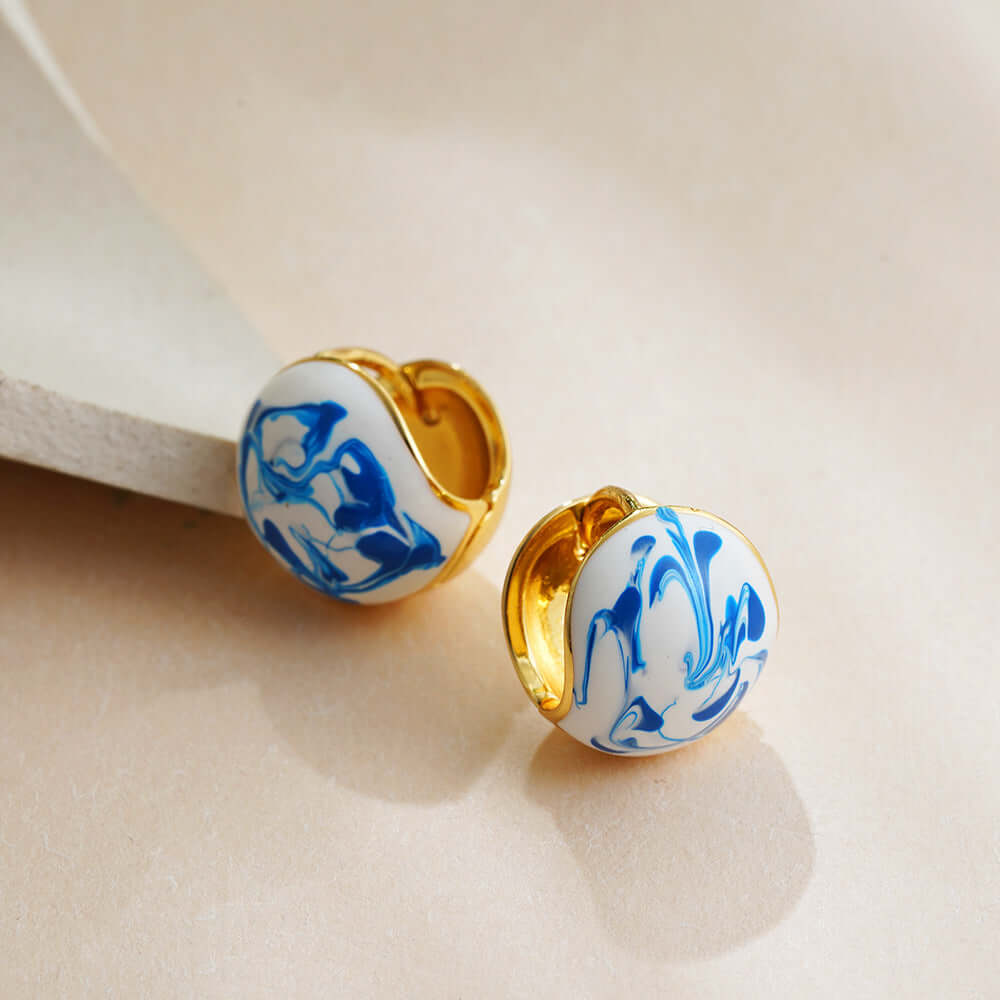 Elegant Porcelain Marble Clip-On Earrings Studs | T224 | Perfect for Weddings, Parties & Special Occasions