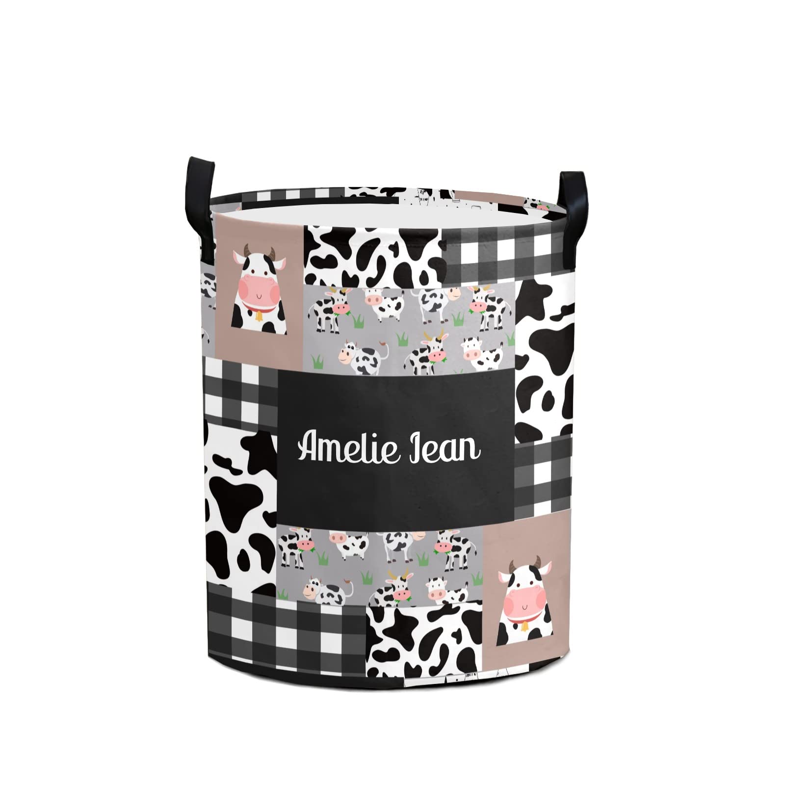 Waterproof Cow Print Patchwork Storage Bin - Laundry Hamper, Toy Organizer, Clothes Basket for Nursery, Bedroom & Home Decor | Durable Oxford Fabric Gift Basket for Baby & Kids Storage