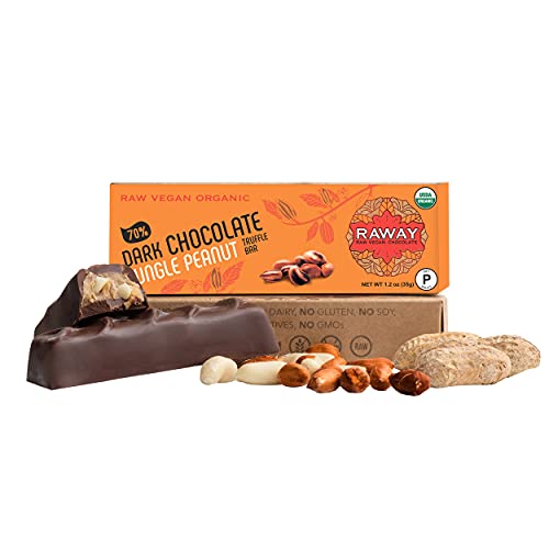 RAWAY | Pure Dark Gourmet Chocolate Bars - Vegan, Keto, Organic, Sugar-Free, Gluten-Free, Non-GMO | Healthy Energy Snack for Weight Loss, Diabetics & Paleo Diet | Perfect for Gifts, Office Snacks & Post-Workout Recovery