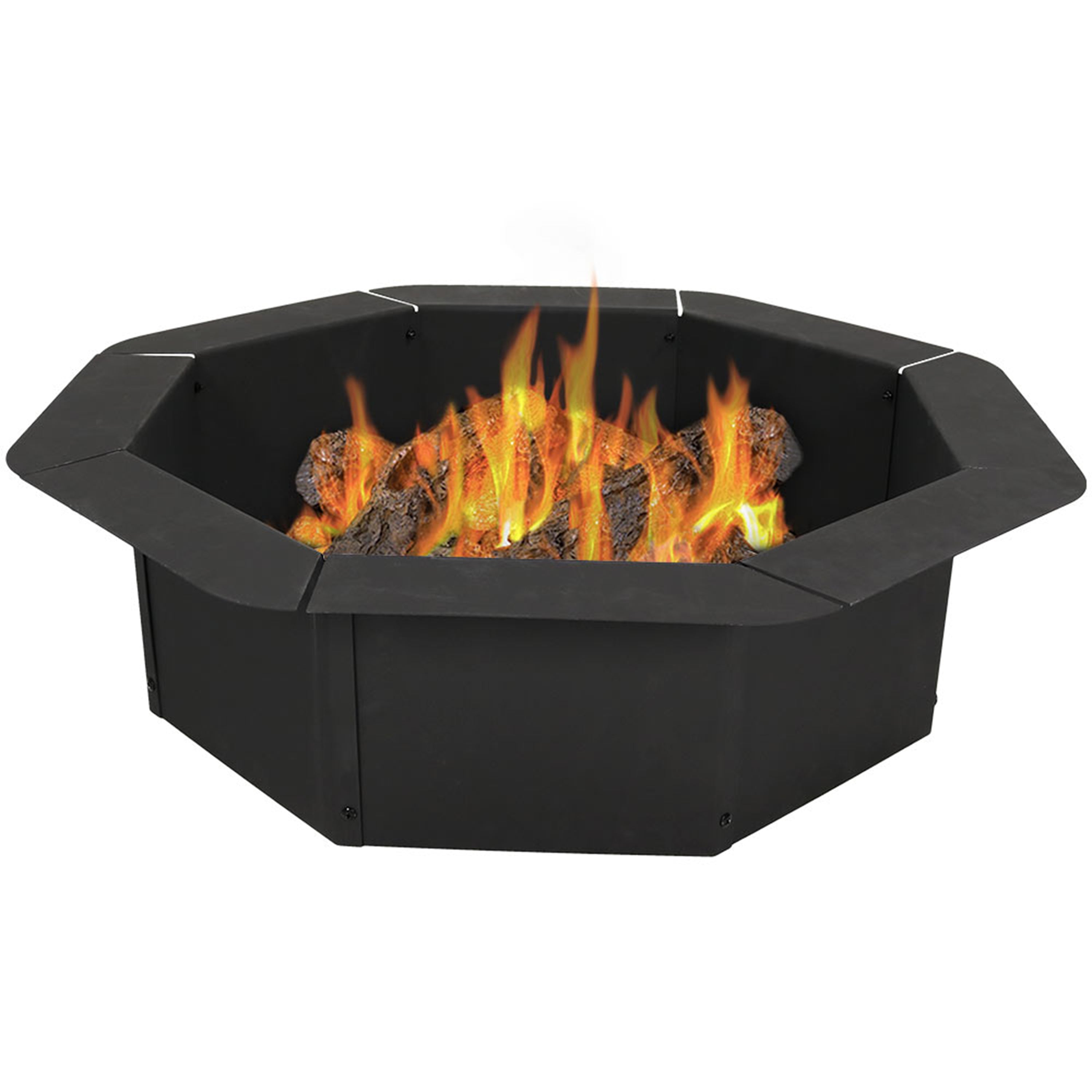 Heavy Duty Steel Octagon Fire Pit Ring - 30-Inch Inside Diameter for Outdoor Camping, Backyard Bonfires & Patio Gatherings