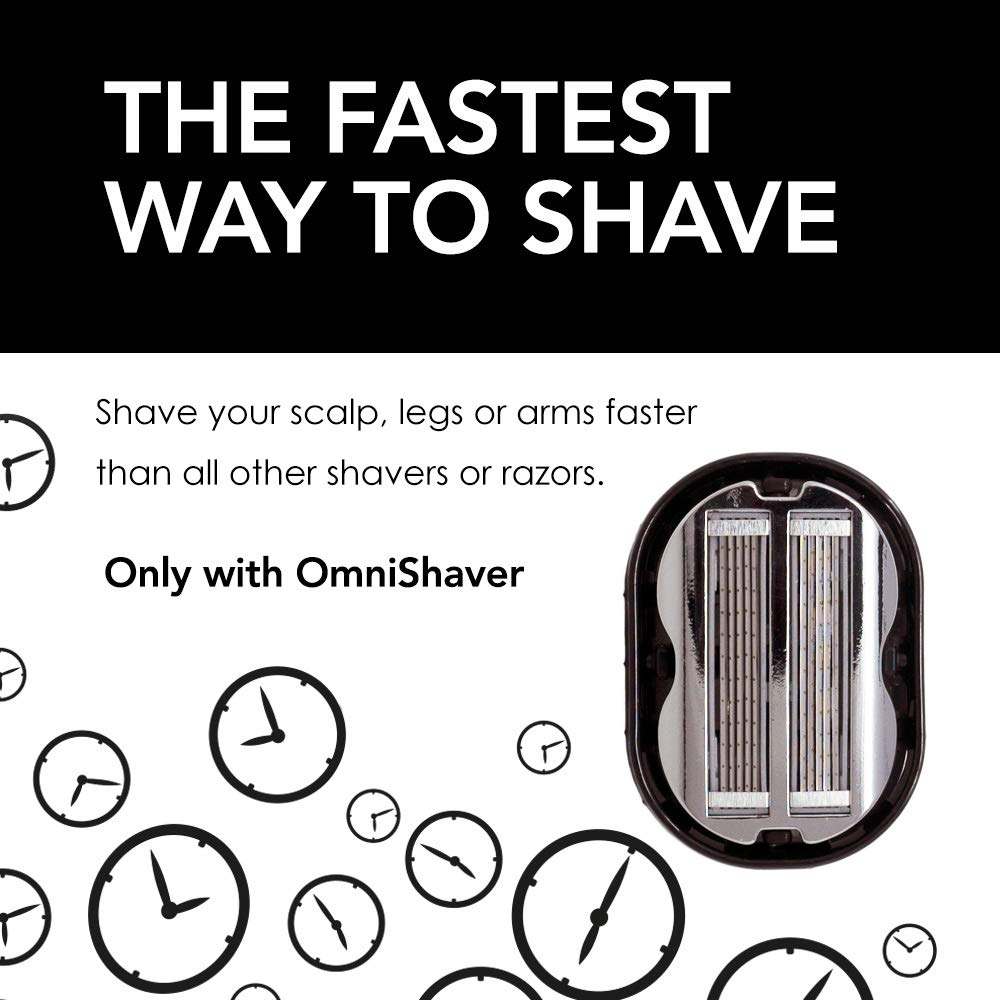 Premium Omnishaver Kit - Fastest Electric Shaver for Head, Legs, Arms & Body Hair | Reusable Alternative to Disposable Razors with Self-Cleaning & Stropping Technology | Includes Shave Butter & Replacement Cartridges (White) | Perfect for Travel, Gym & Quick Home Grooming