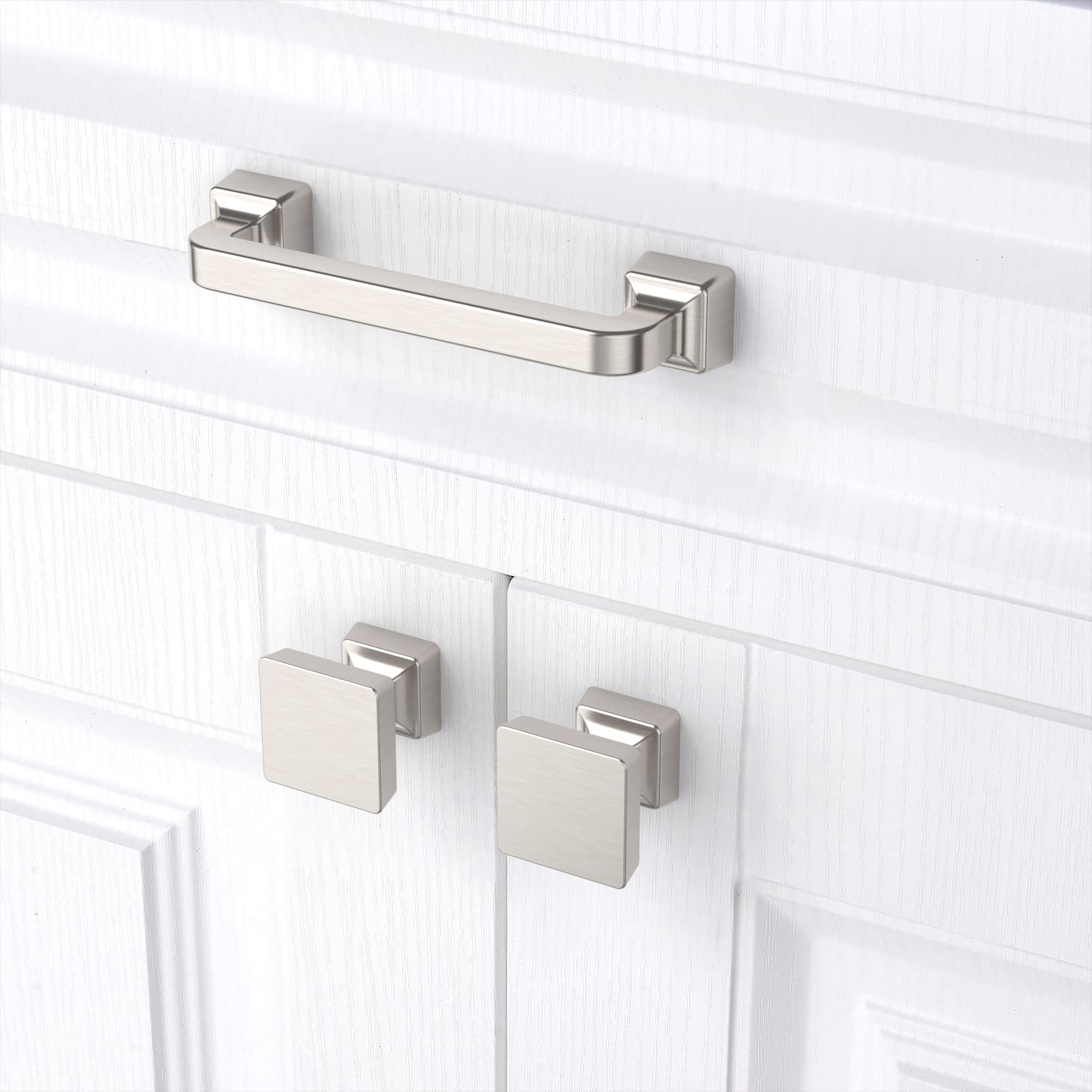 2 Pack 3.75 Inch (96mm) Brushed Satin Nickel Cabinet Handles - Modern Kitchen Cabinet Pulls & Drawer Handles for Dresser, Wardrobe, Cupboard | Durable Cabinet Hardware for Home & Office Organization