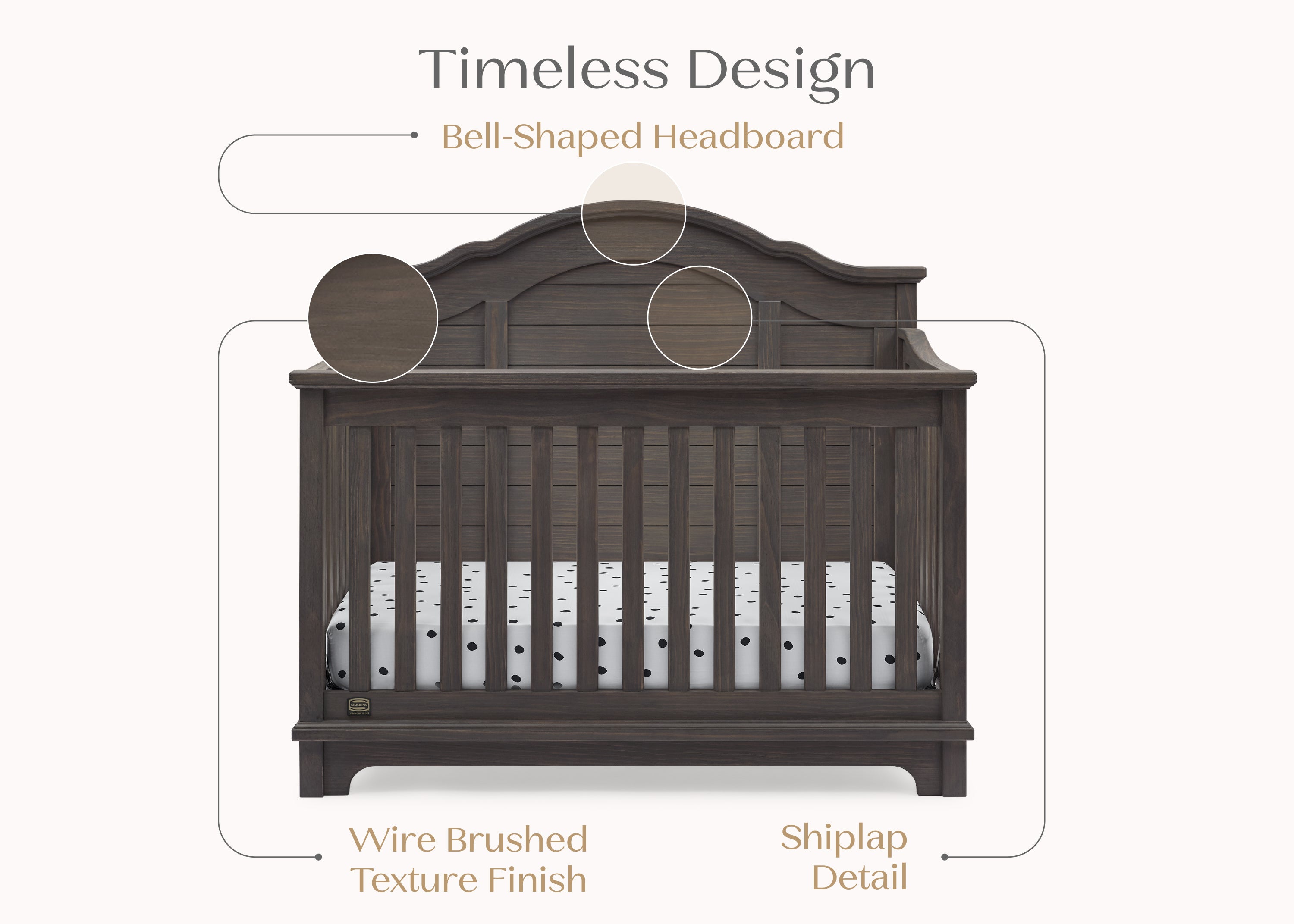 Asher 6-in-1 Convertible Baby Crib - Toddler Bed & Daybed - White Nursery Furniture for Newborn to Teen - Perfect for Small Spaces & Modern Nurseries