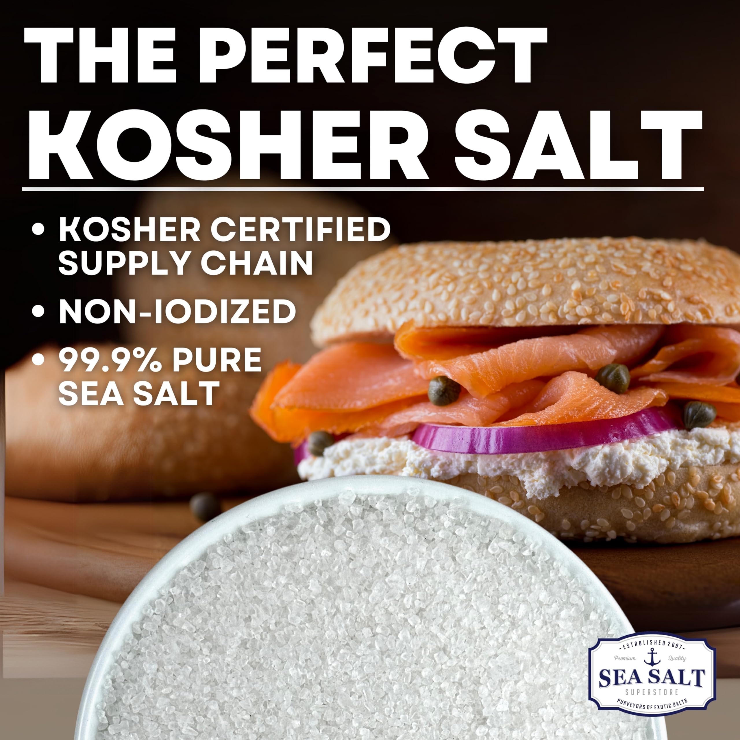 Premium Kosher Sea Salt - Coarse Grain, Non-Iodized & All-Natural | Perfect for Salt Grinders, Cooking & Seasoning | 14 oz Resealable Bag | Ideal for Chefs, Home Cooks & Food Enthusiasts