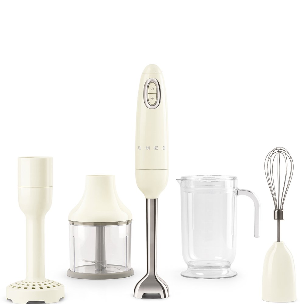 Smeg HBF02CRUS Hand Blender - Powerful 300W Immersion Blender with 5 Speed Settings & Turbo Function, Cream Color - Perfect for Smoothies, Soups, Sauces & Baby Food Prep in Kitchen
