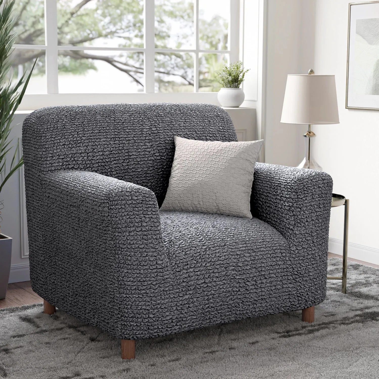 Microfiber Armchair Slipcover - Stretchable Furniture Protector for Living Room, Bedroom & Office - Easy Washable Sofa Cover for Pets & Kids