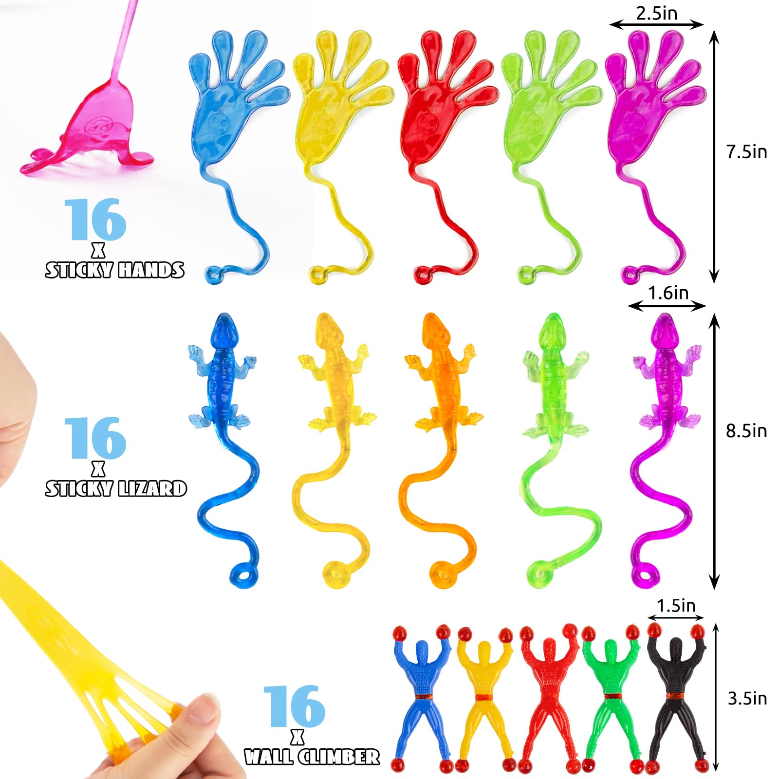 48PCS Stretchy Sticky Sensory Toys for Kids - Fun Classroom Prizes, Carnival Favors, Easter Egg Fillers & Stress Relief Fidget Toys - Bulk Pack for Party Games, Goodie Bags and Sensory Play Activities